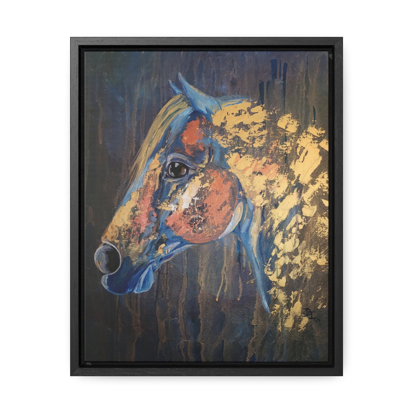 Love Blue and Gold Gallery Canvas Wraps, Vertical Frame - SonaEquestrian