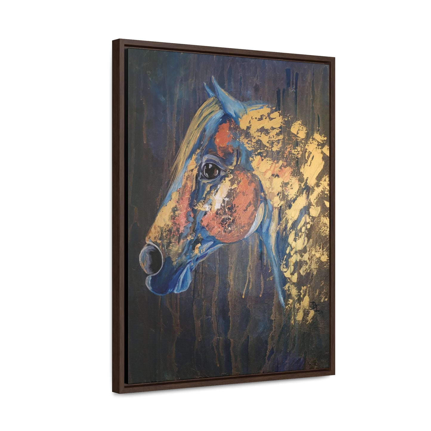 Love Blue and Gold Gallery Canvas Wraps, Vertical Frame - SonaEquestrian