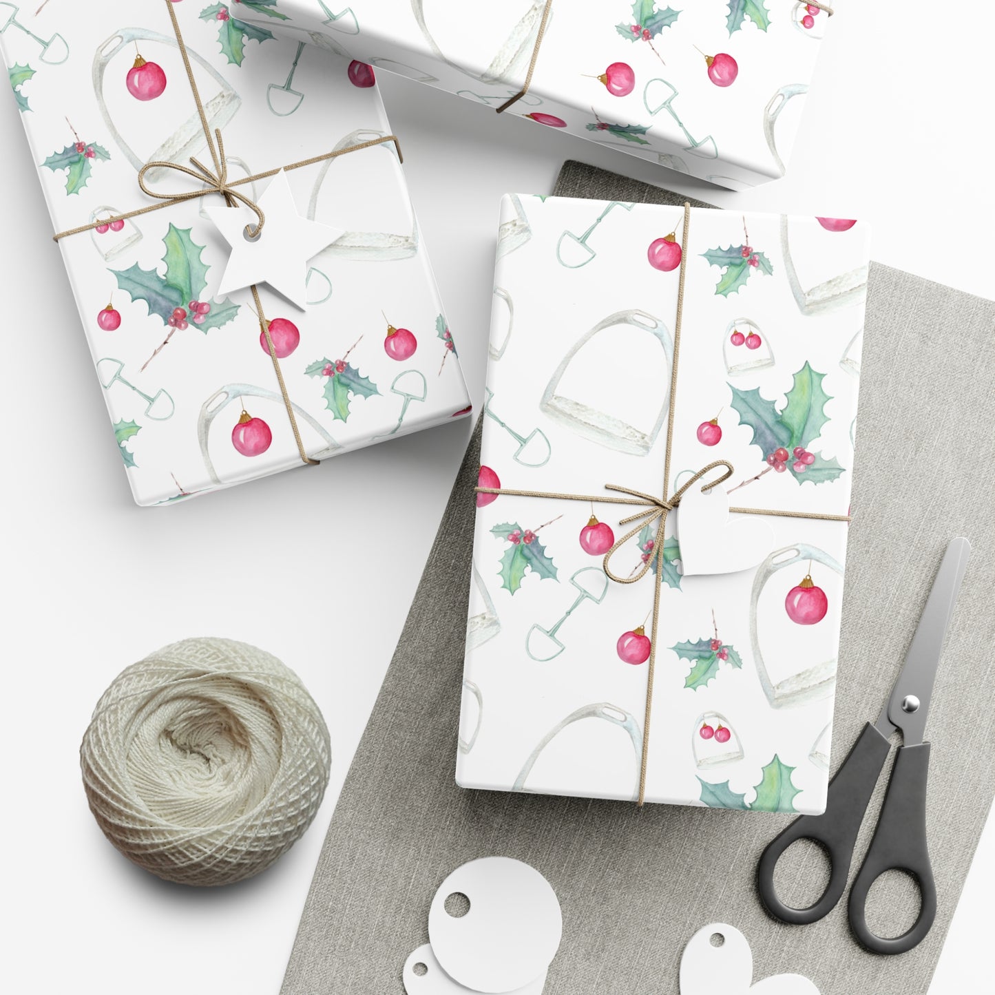 Holiday Stirrups and holly Gift Wrap Papers