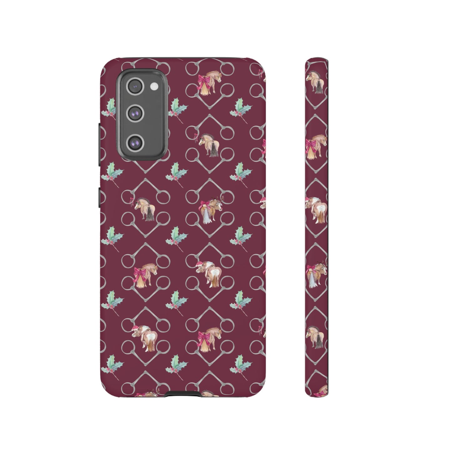 Adorable Little Ponies and Holly in Burgundy Tough Phone Case