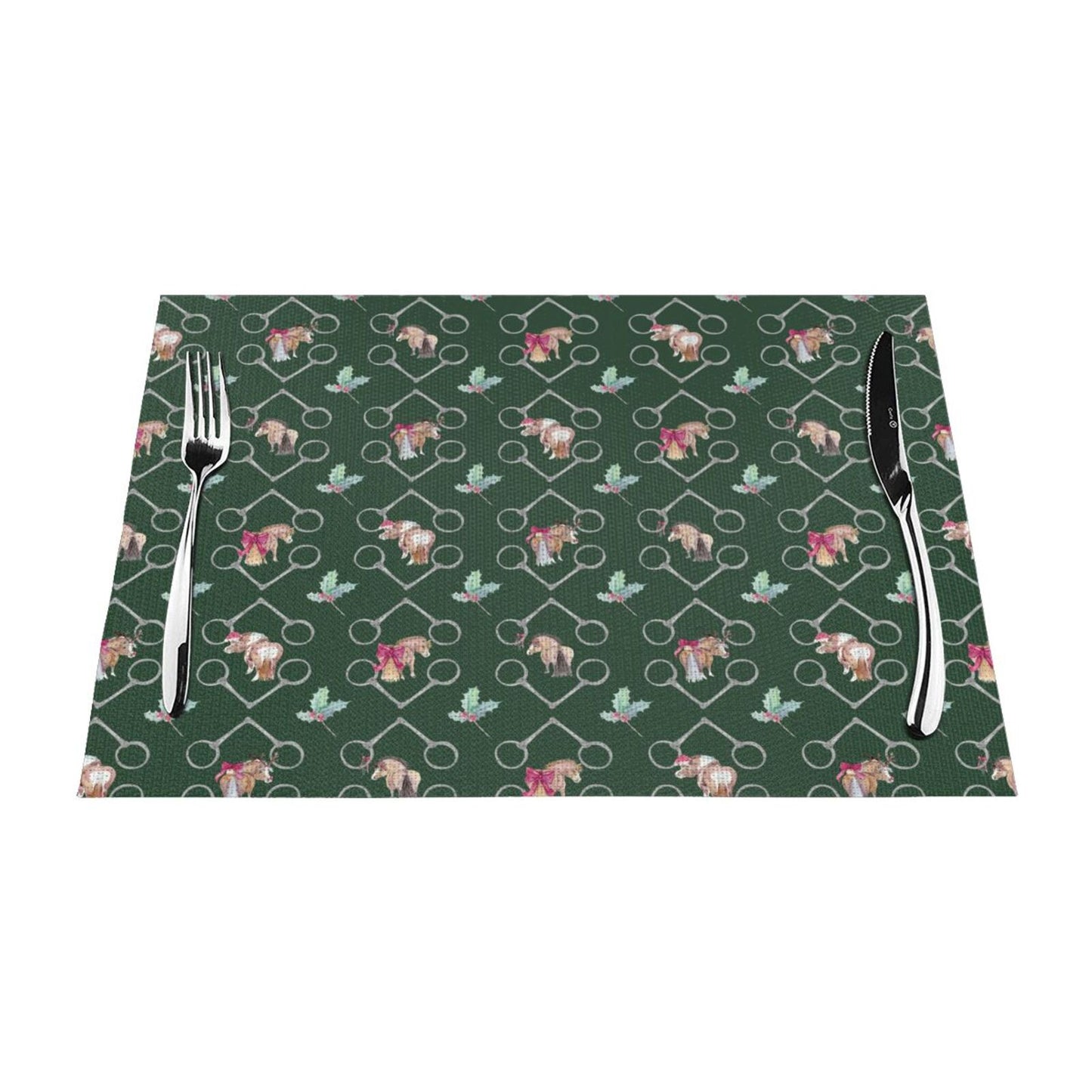Adorable Ponies Bits and Holly Set of 4 Holiday Placemats