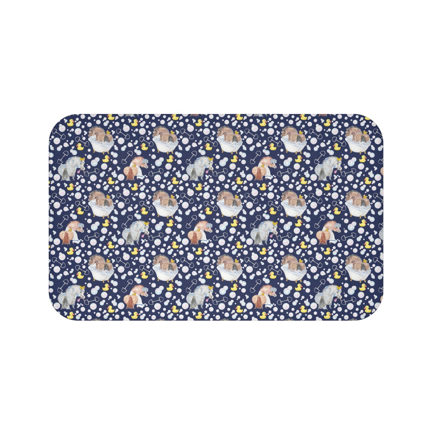 Adorable Ponies Double Bubble- Navy Bath Mat