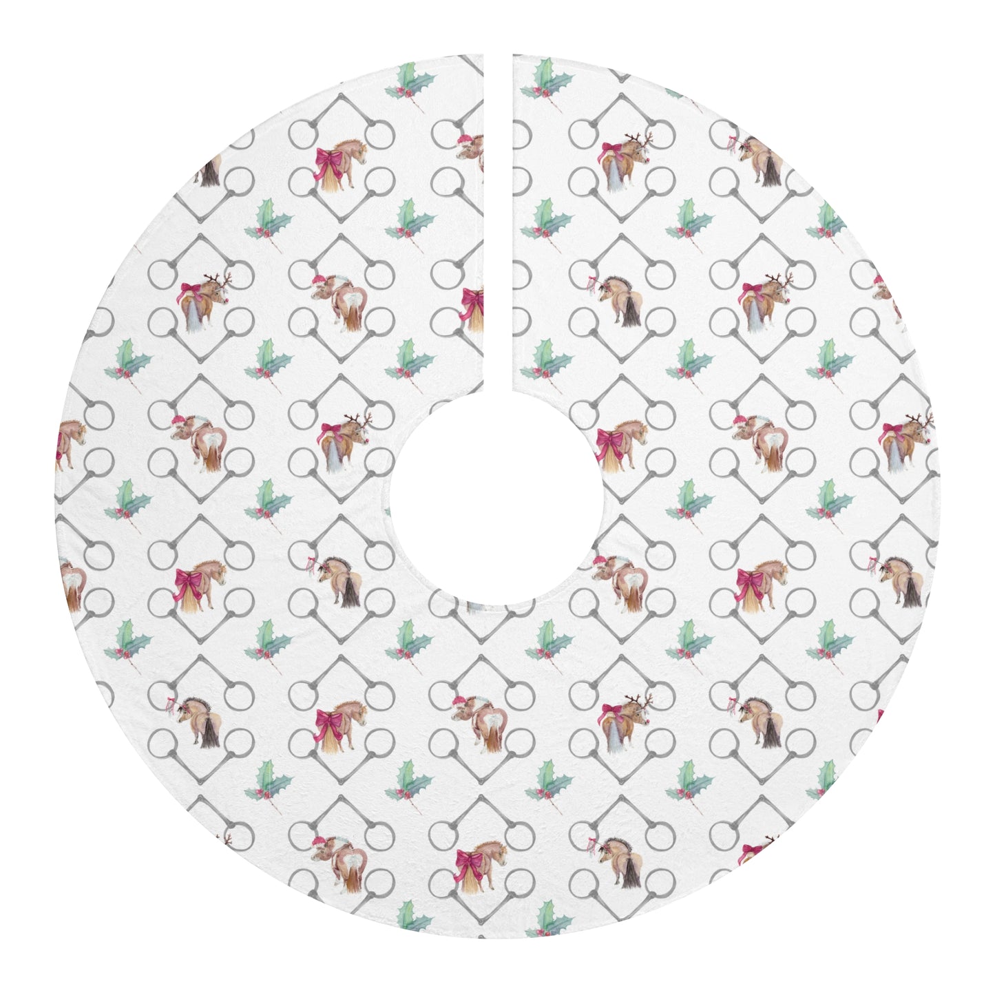 Adorable ponies bits and holly - Christmas Tree Skirts