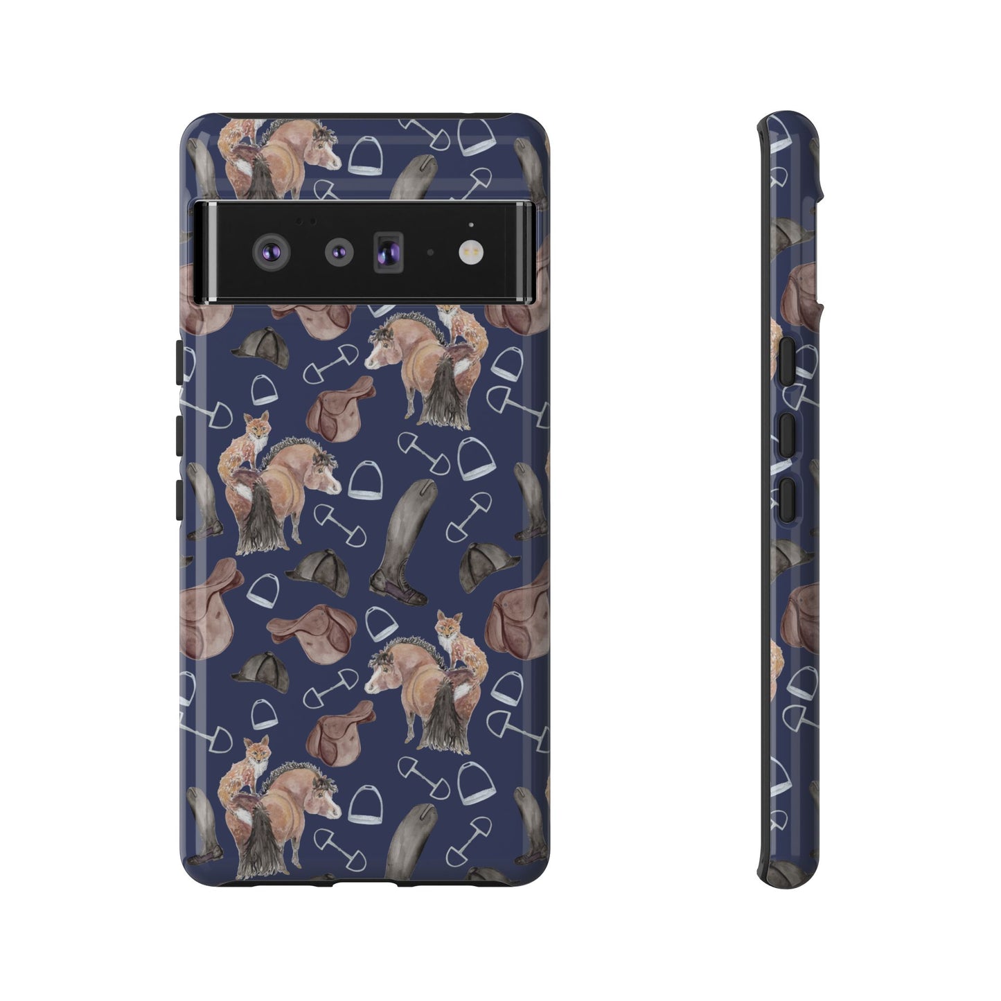 Adorable Little Pony and Fox in Navy Tough Phone Case
