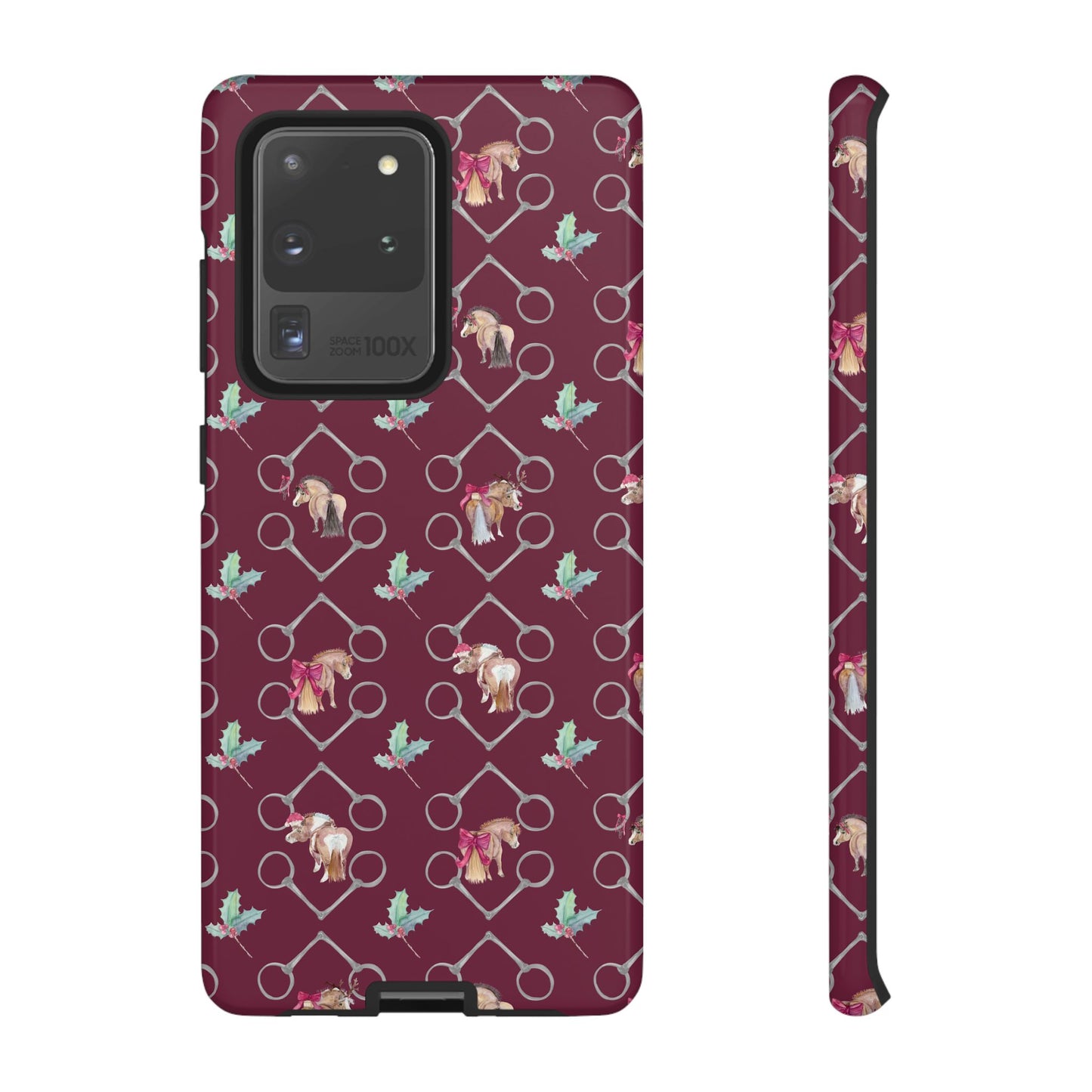 Adorable Little Ponies and Holly in Burgundy Tough Phone Case
