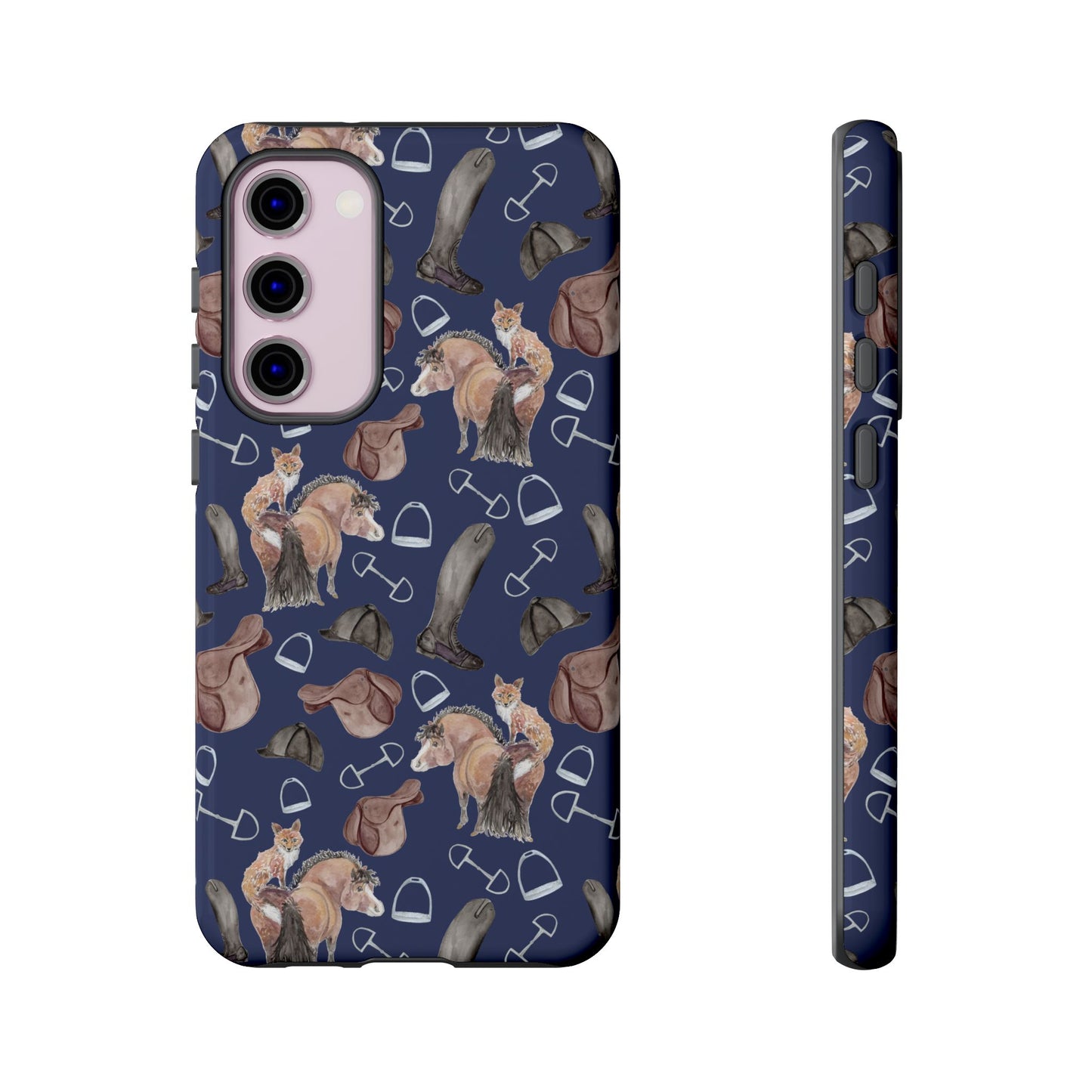 Adorable Little Pony and Fox in Navy Tough Phone Case