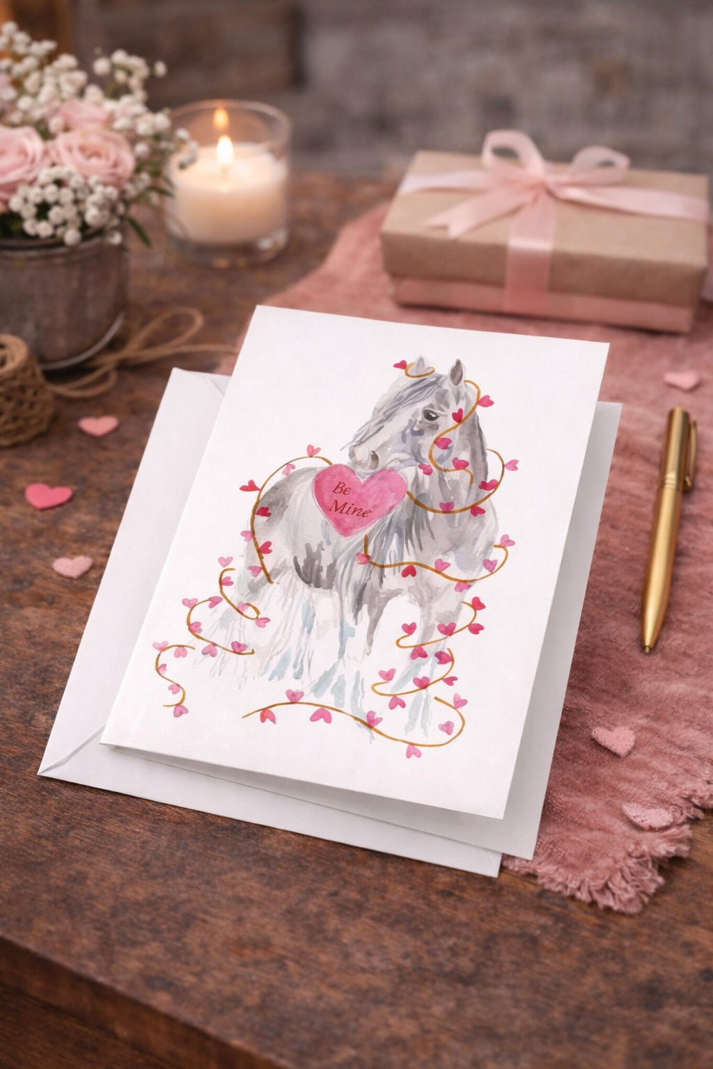 Gypsy Vanner Valentines Day Greeting Cards (Set of 10)