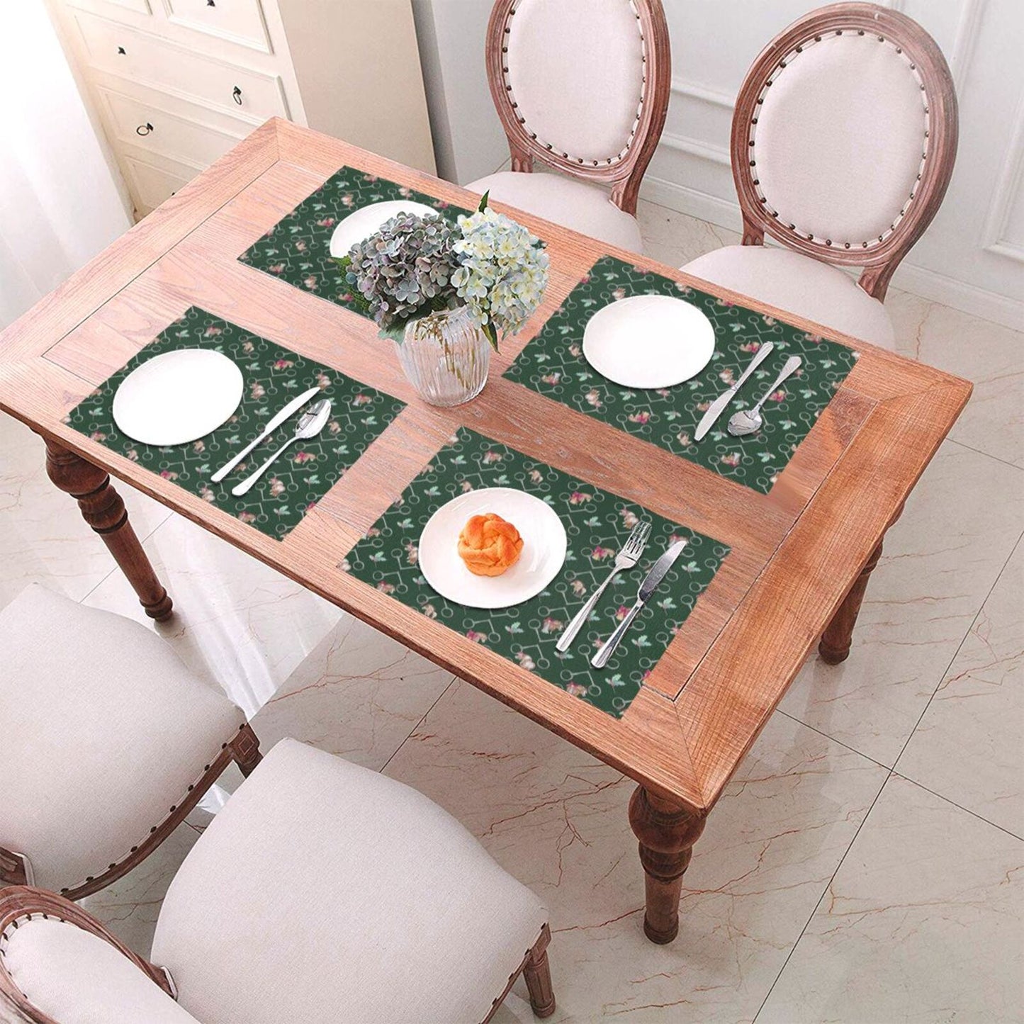 Adorable Ponies Bits and Holly Set of 4 Holiday Placemats