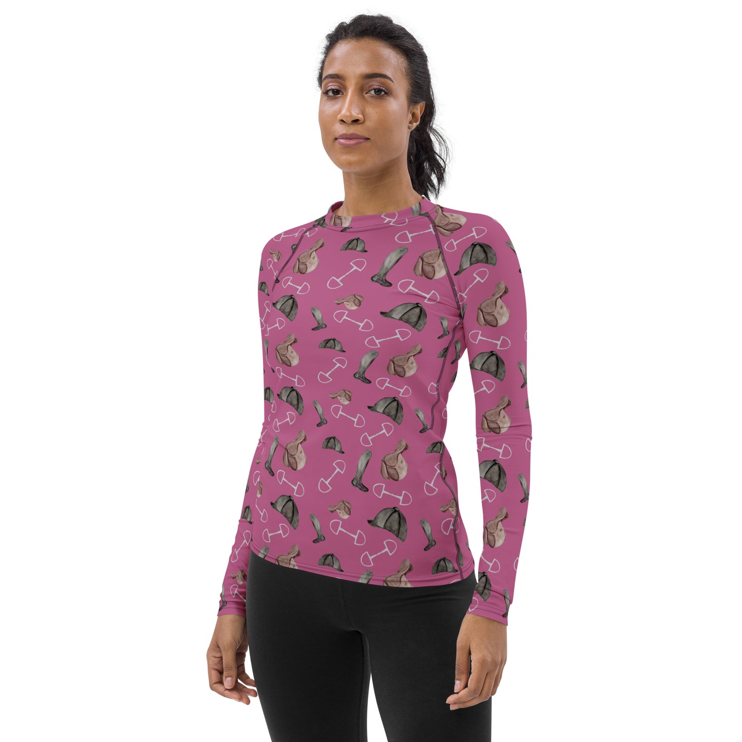 Saddle Up - Pink Women's Rash Guard - SonaEquestrian
