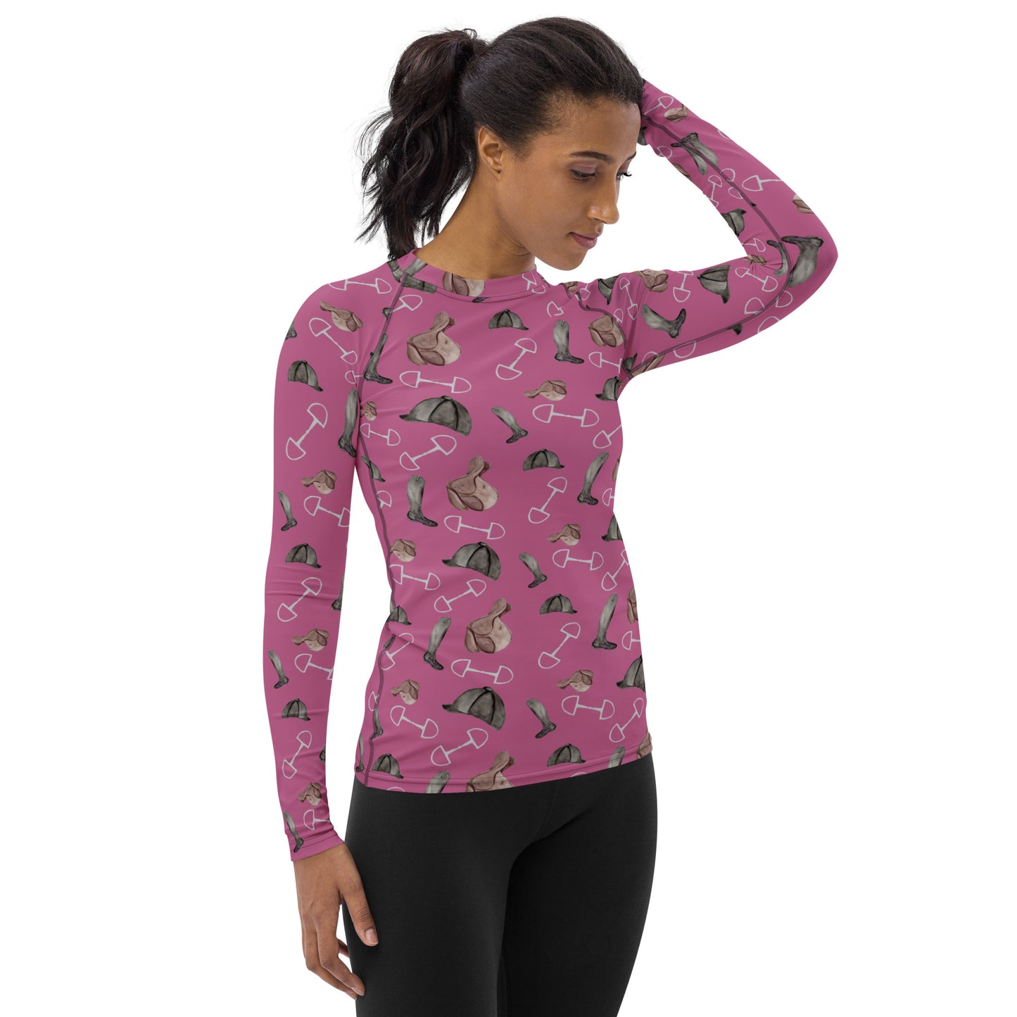 Saddle Up - Pink Women's Rash Guard - SonaEquestrian