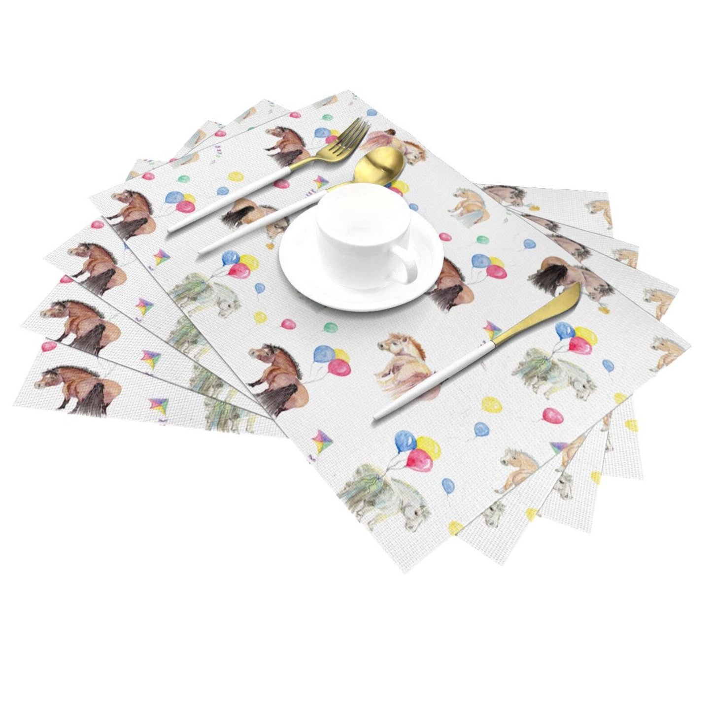 Adorable Ponies Balloons- Placemats Set of 4