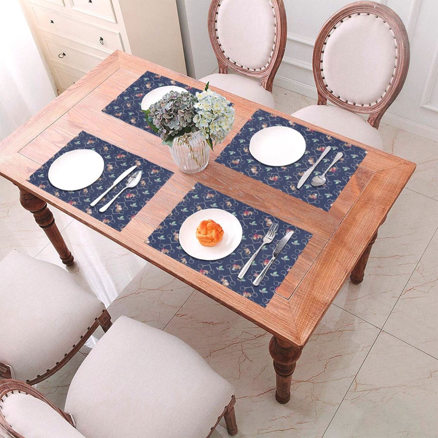 Adorable Ponies Bits and Holly Set of 4 Holiday Placemats