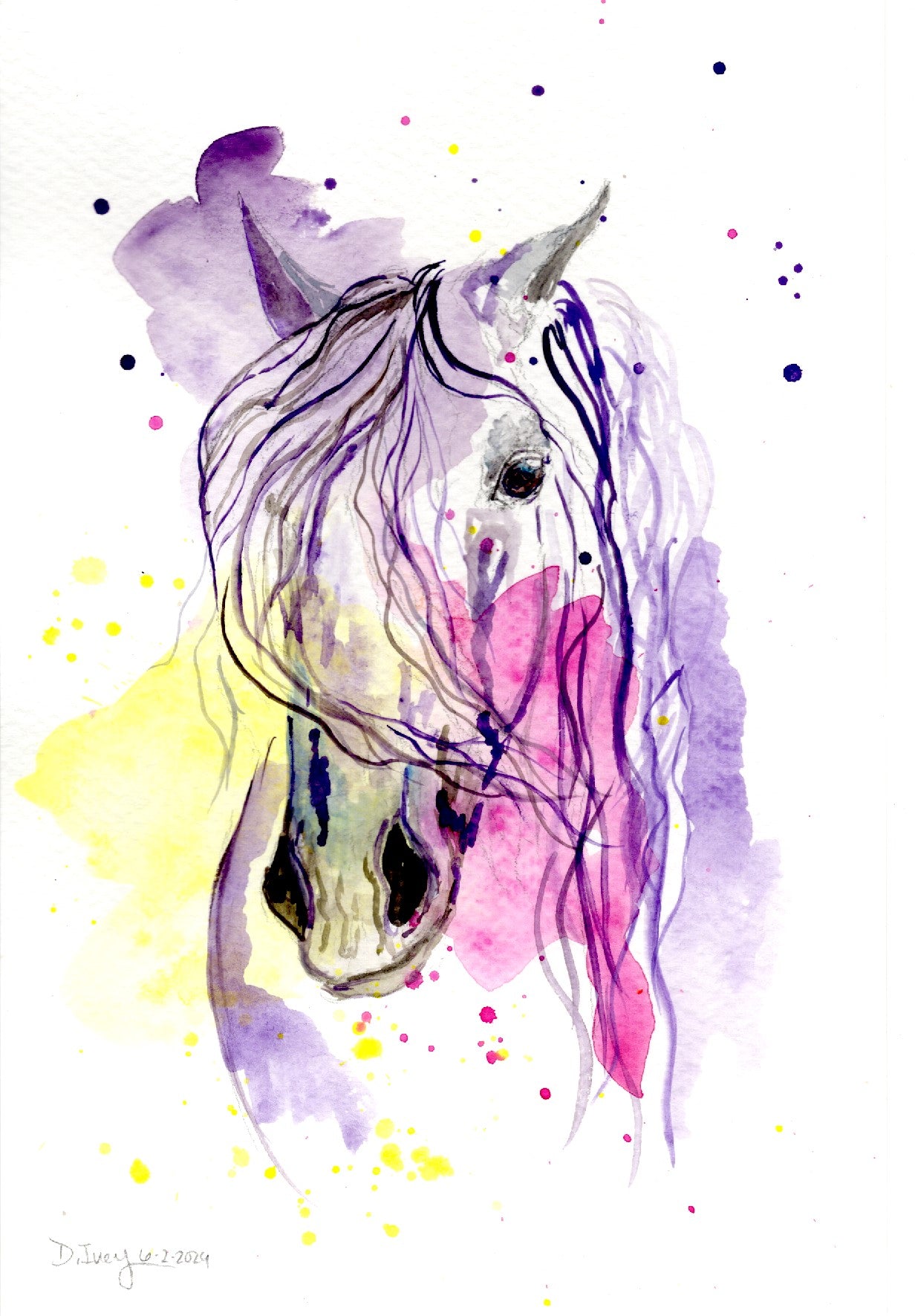 Tie-dye strike a pose - Original Watercolor