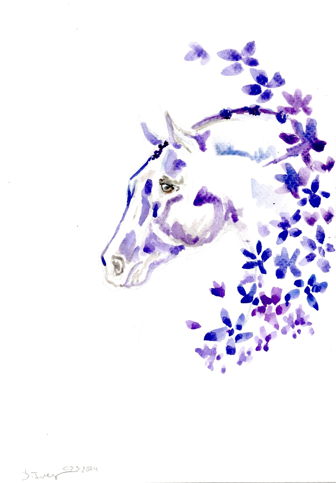 Purple Flowers - Original Watercolor