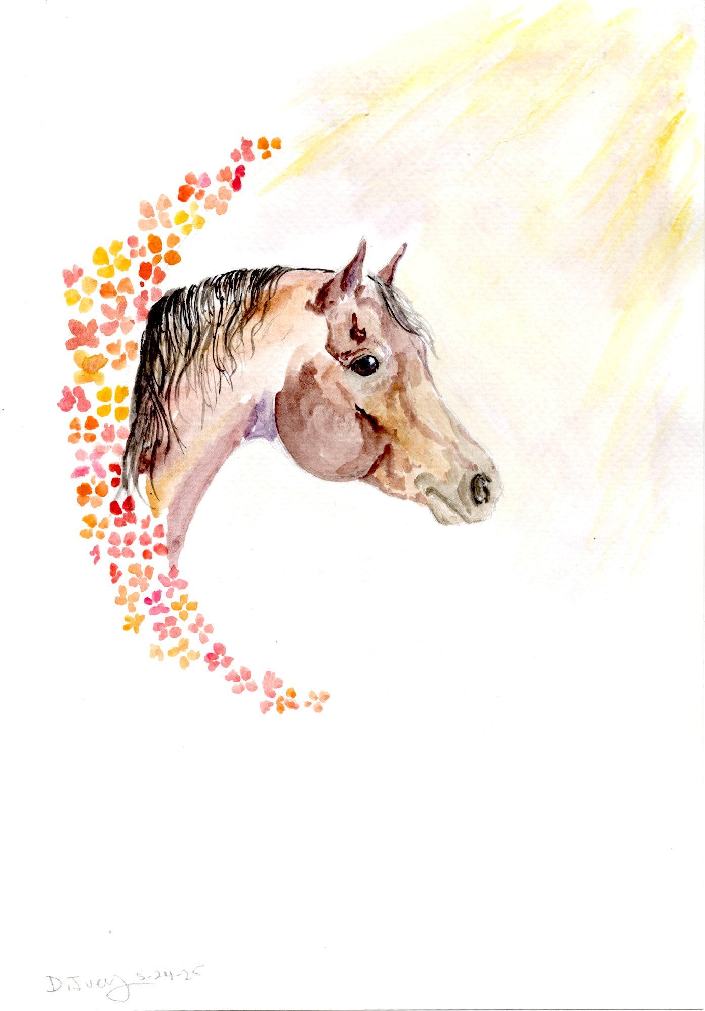 Sunshine and flowers - Original Watercolor