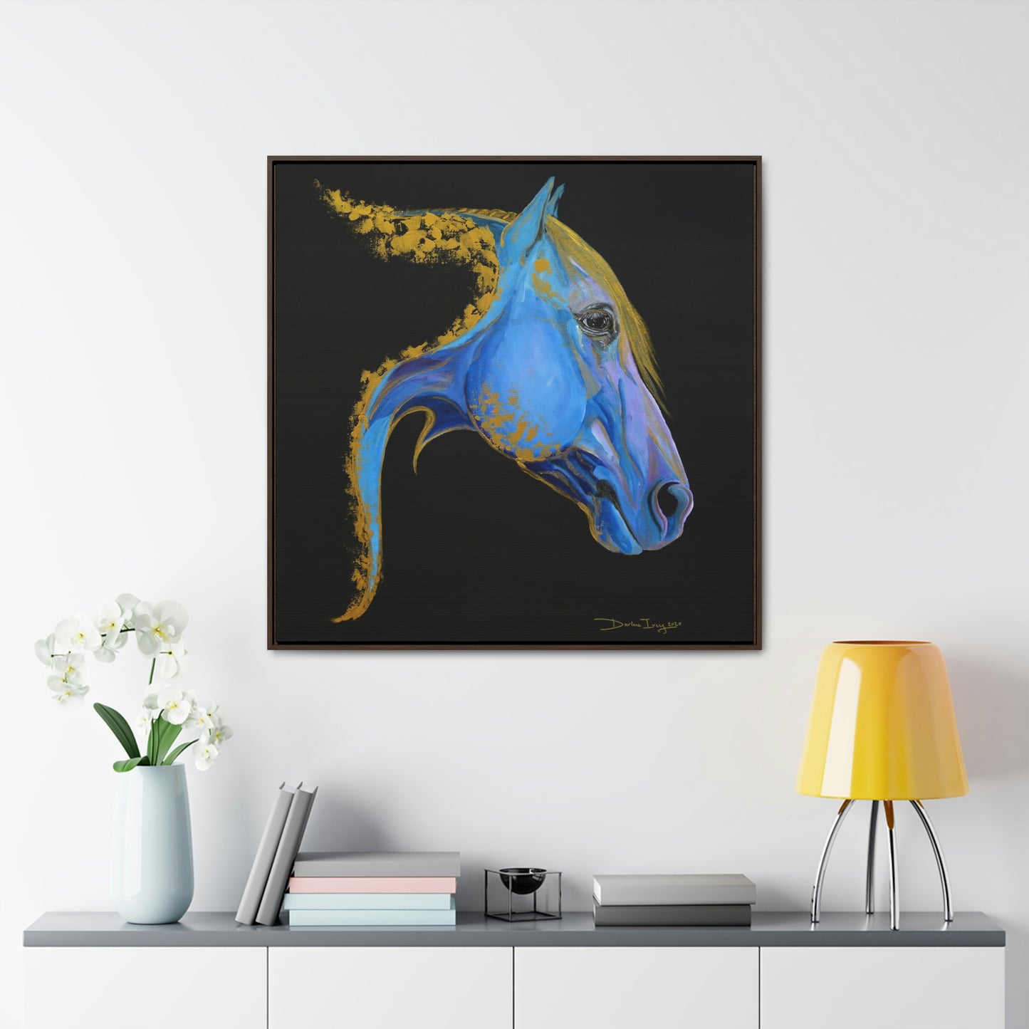 Sea Horse Tide- Original Print Gallery Canvas Wraps, Square Frame - SonaEquestrian