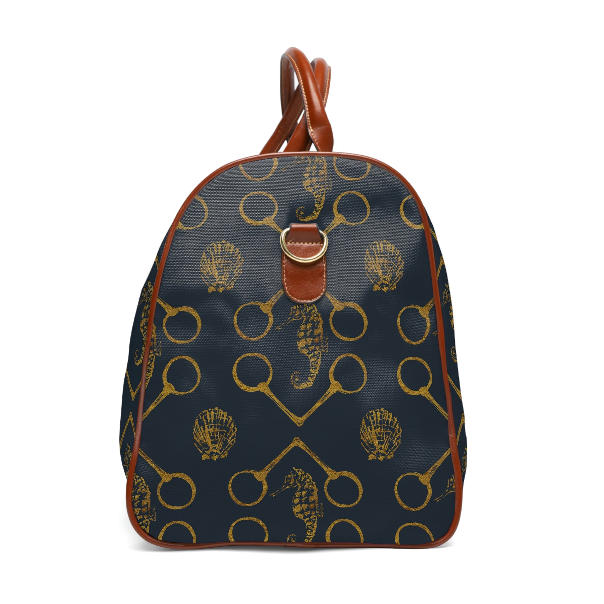 Sea horse and bit - Navy Gold Waterproof Travel Bag - SonaEquestrian
