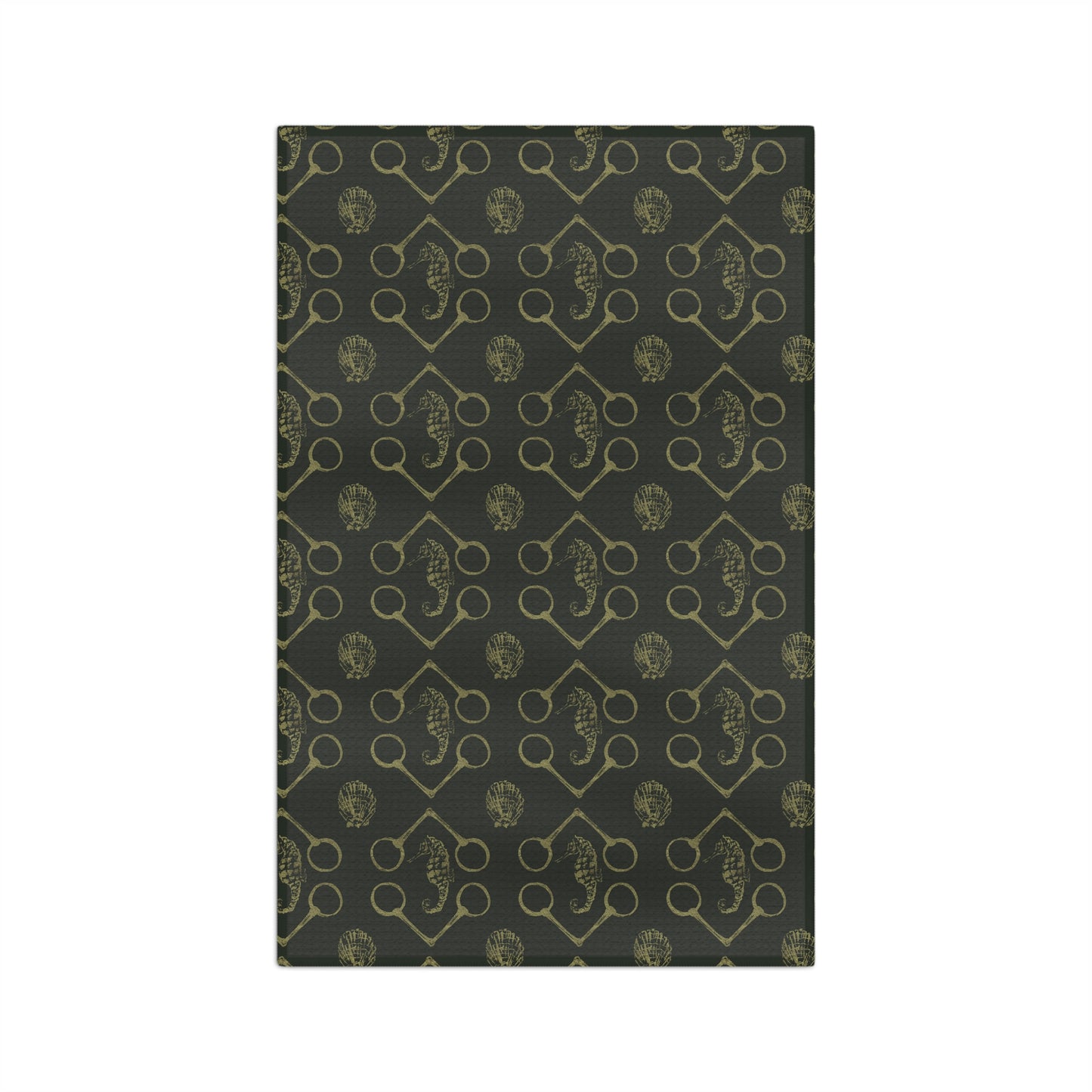 Sea horse and bit Soft Tea Towel- Olive - SonaEquestrian