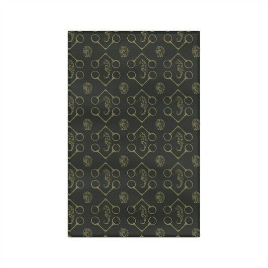 Sea horse and bit Soft Tea Towel- Olive - SonaEquestrian