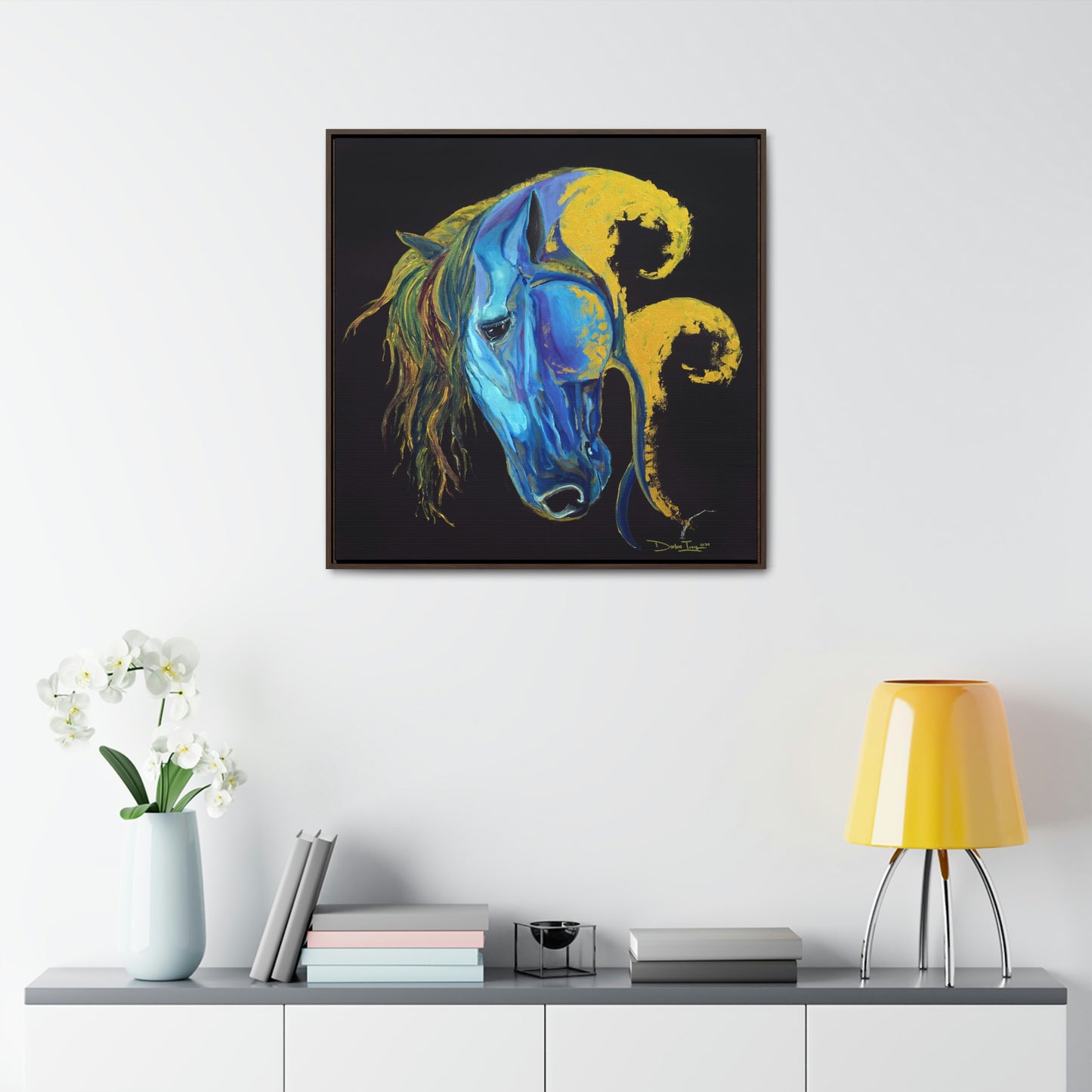 Sea Horse Crest- Original Print -Gallery Canvas Wraps, Square Frame