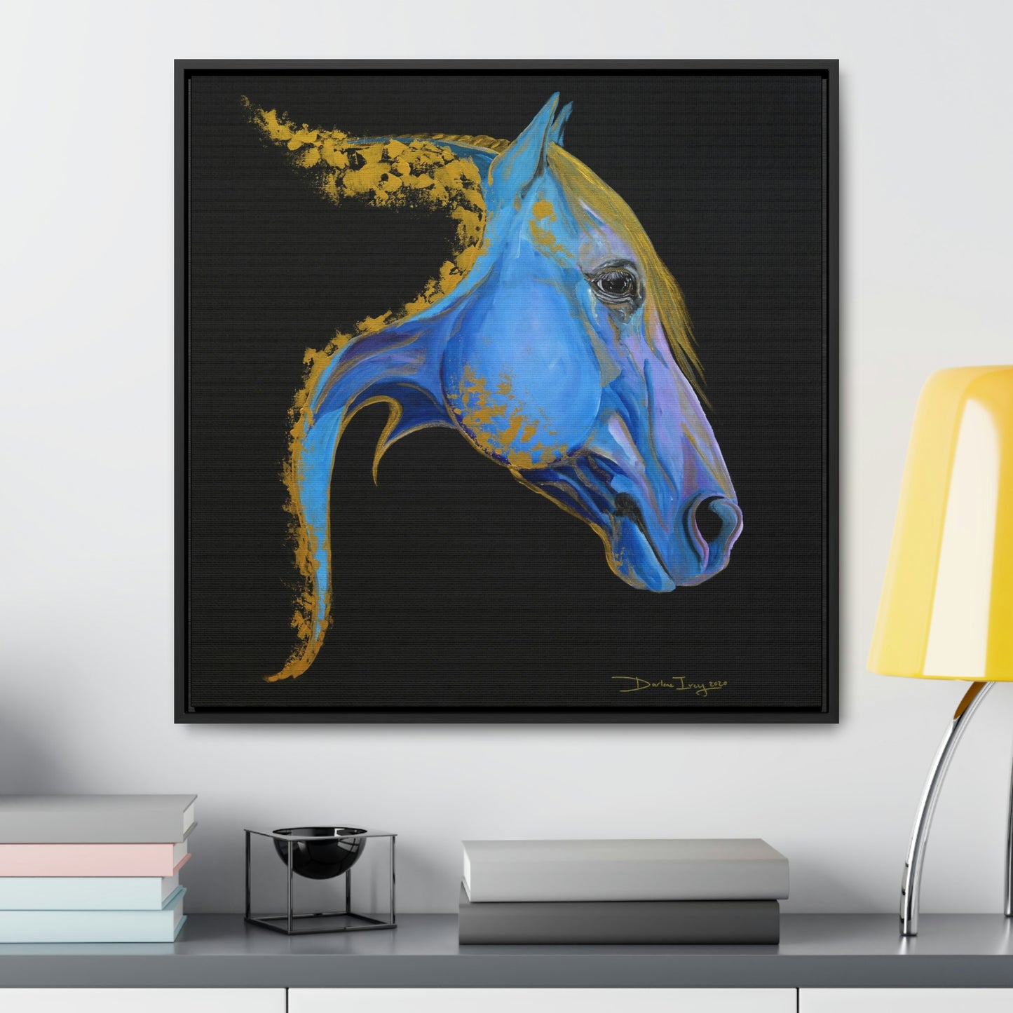 Sea Horse Tide- Original Print Gallery Canvas Wraps, Square Frame - SonaEquestrian