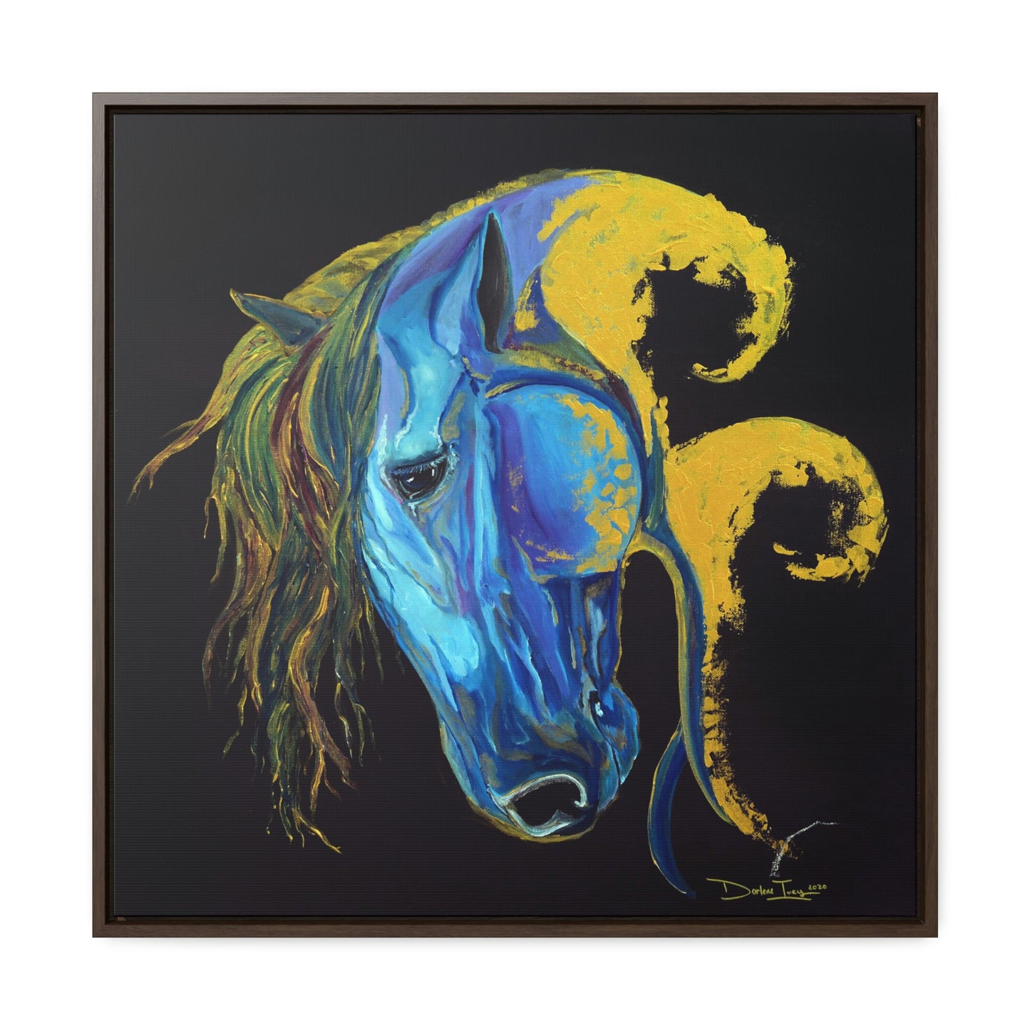 Sea Horse Crest- Original Print -Gallery Canvas Wraps, Square Frame