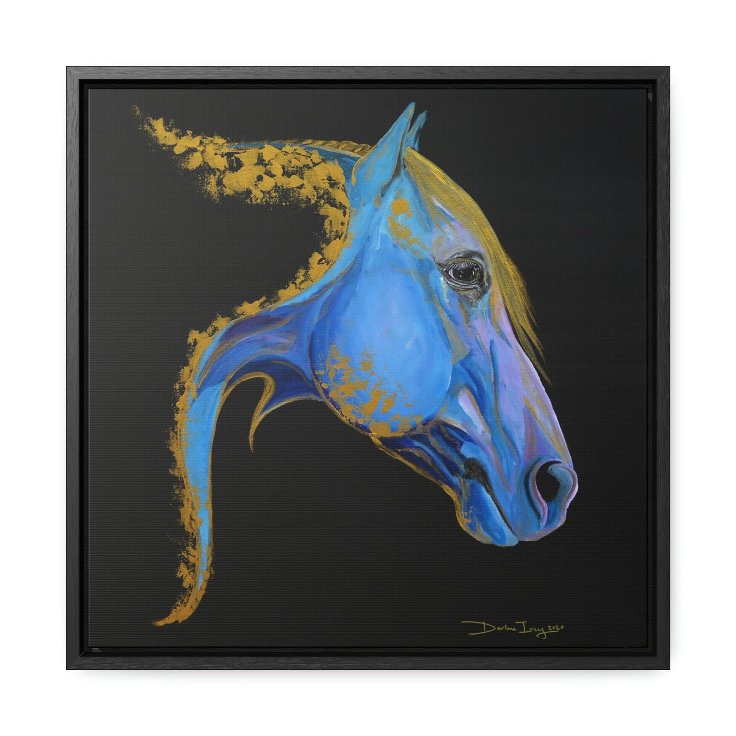 Sea Horse Tide- Original Print Gallery Canvas Wraps, Square Frame - SonaEquestrian