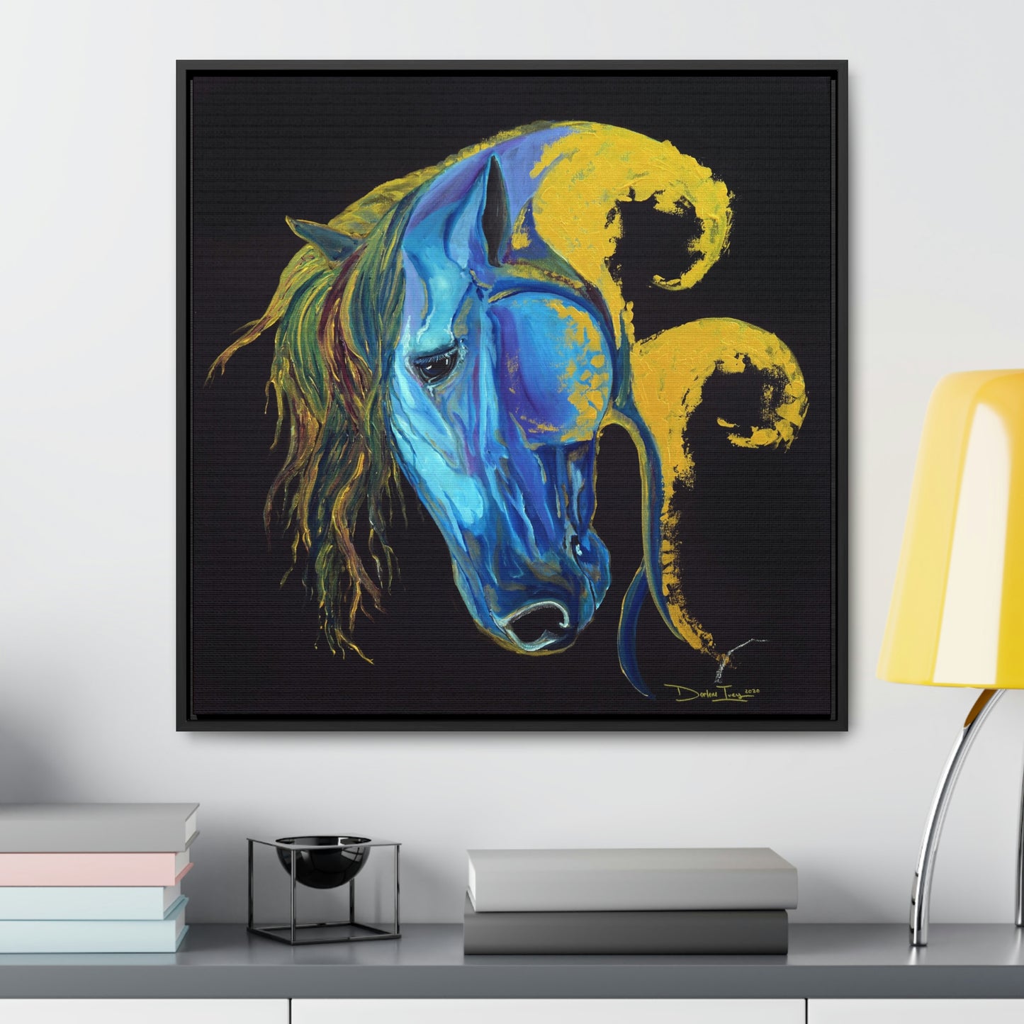 Sea Horse Crest- Original Print -Gallery Canvas Wraps, Square Frame