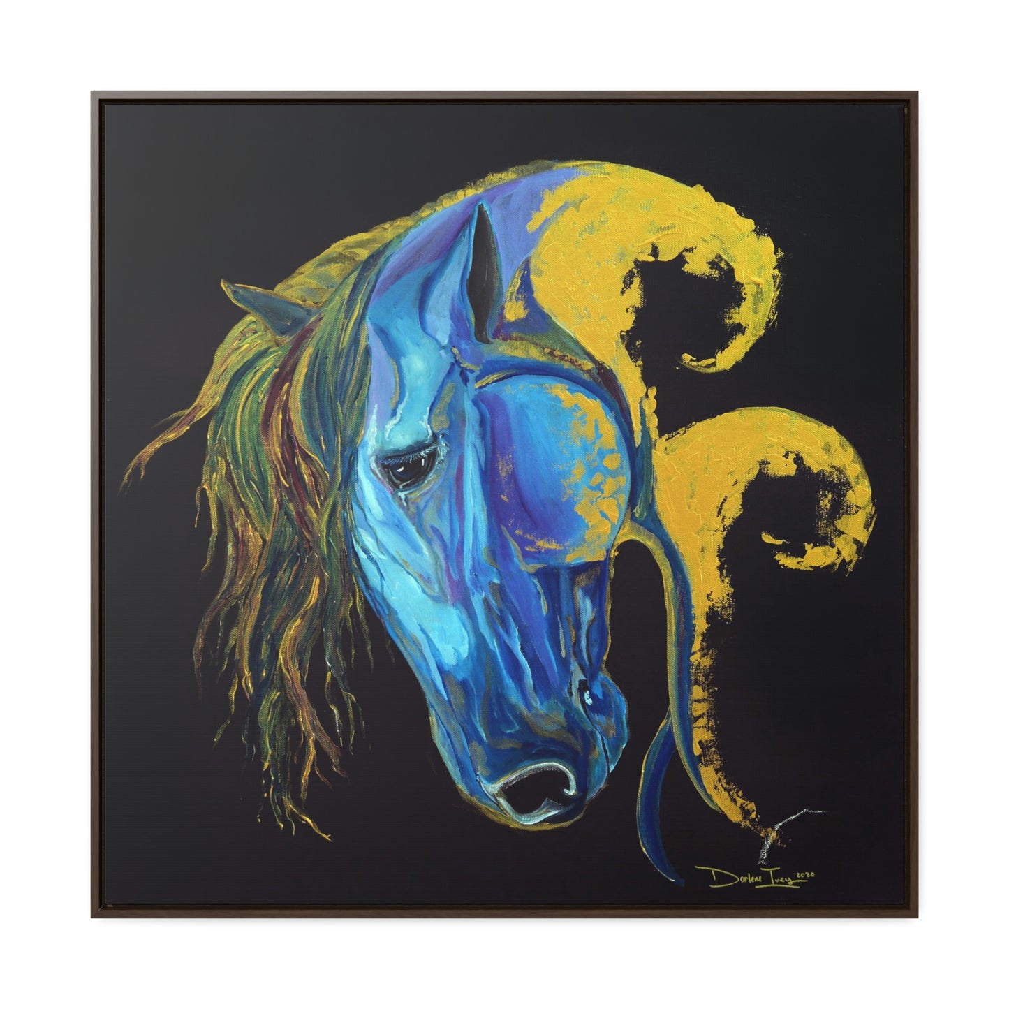 Sea Horse Crest- Original Print -Gallery Canvas Wraps, Square Frame