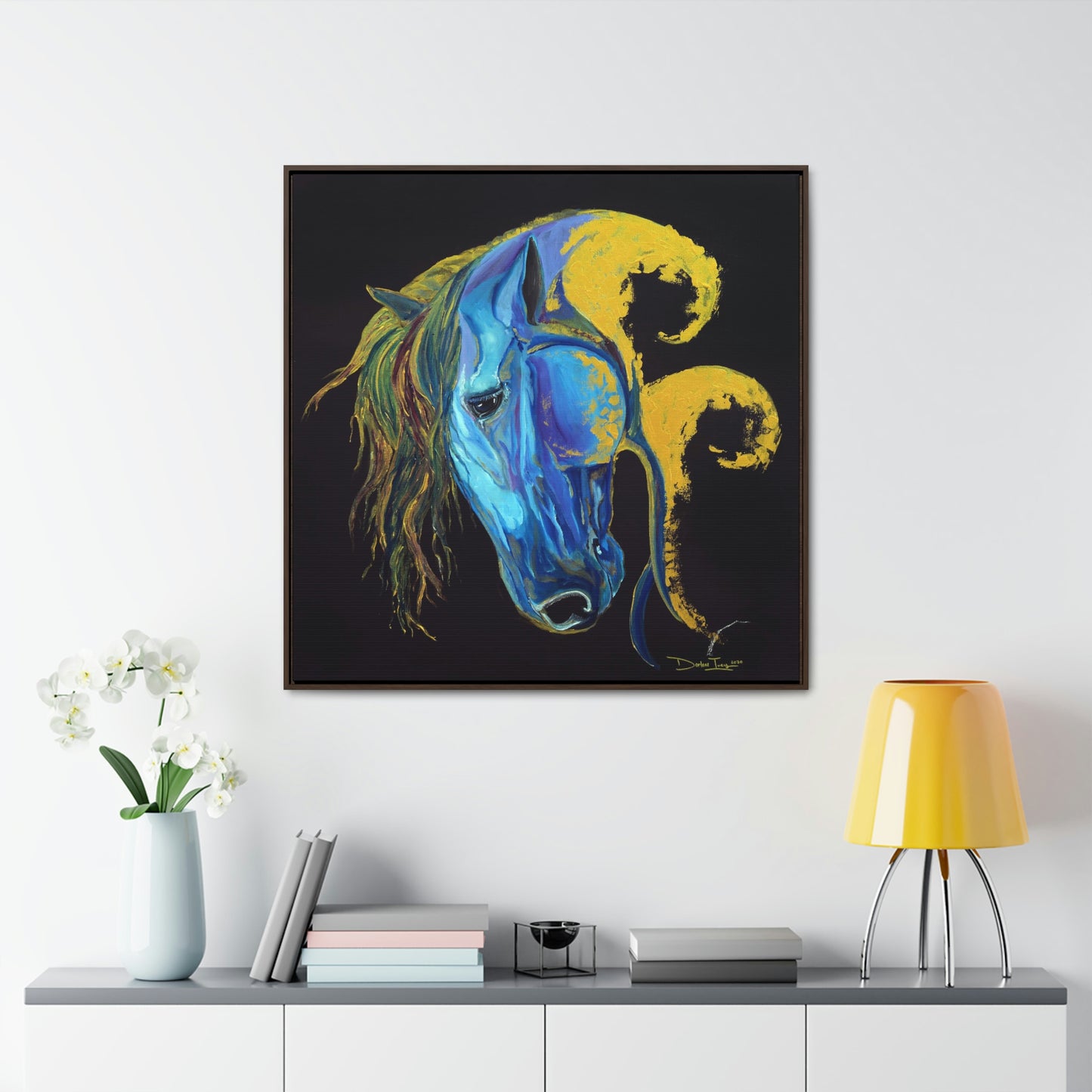 Sea Horse Crest- Original Print -Gallery Canvas Wraps, Square Frame