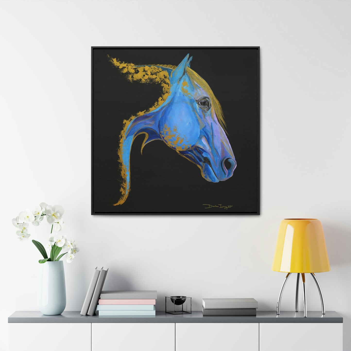 Sea Horse Tide- Original Print Gallery Canvas Wraps, Square Frame - SonaEquestrian