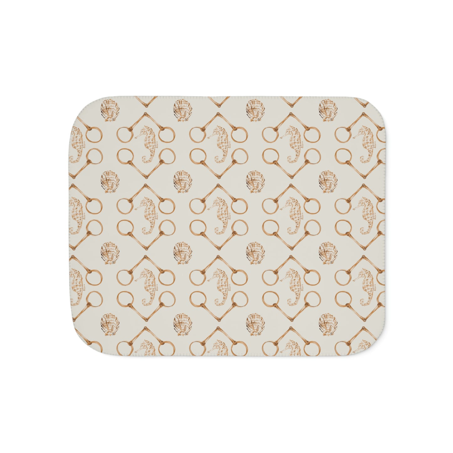 Spice Sea horse and bit Sherpa Blanket, Two Colors