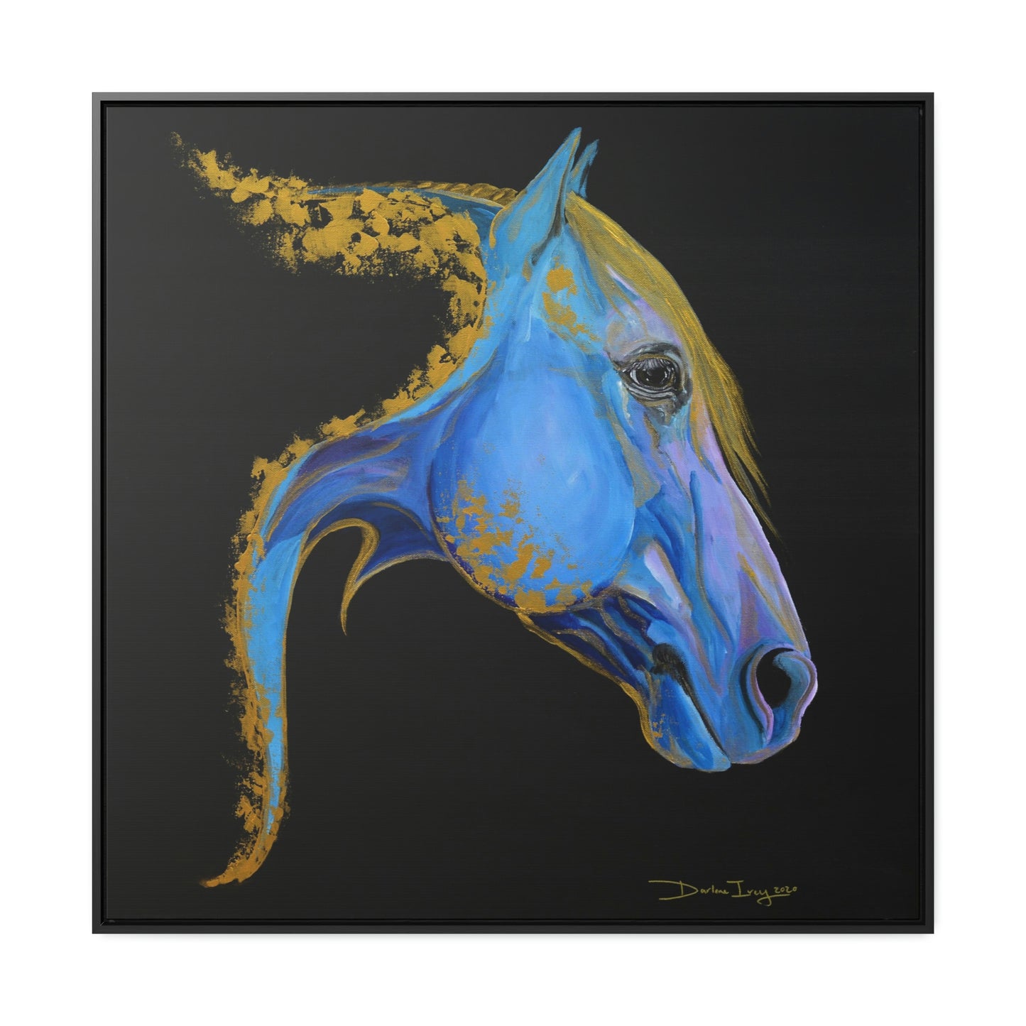 Sea Horse Tide- Original Print Gallery Canvas Wraps, Square Frame - SonaEquestrian