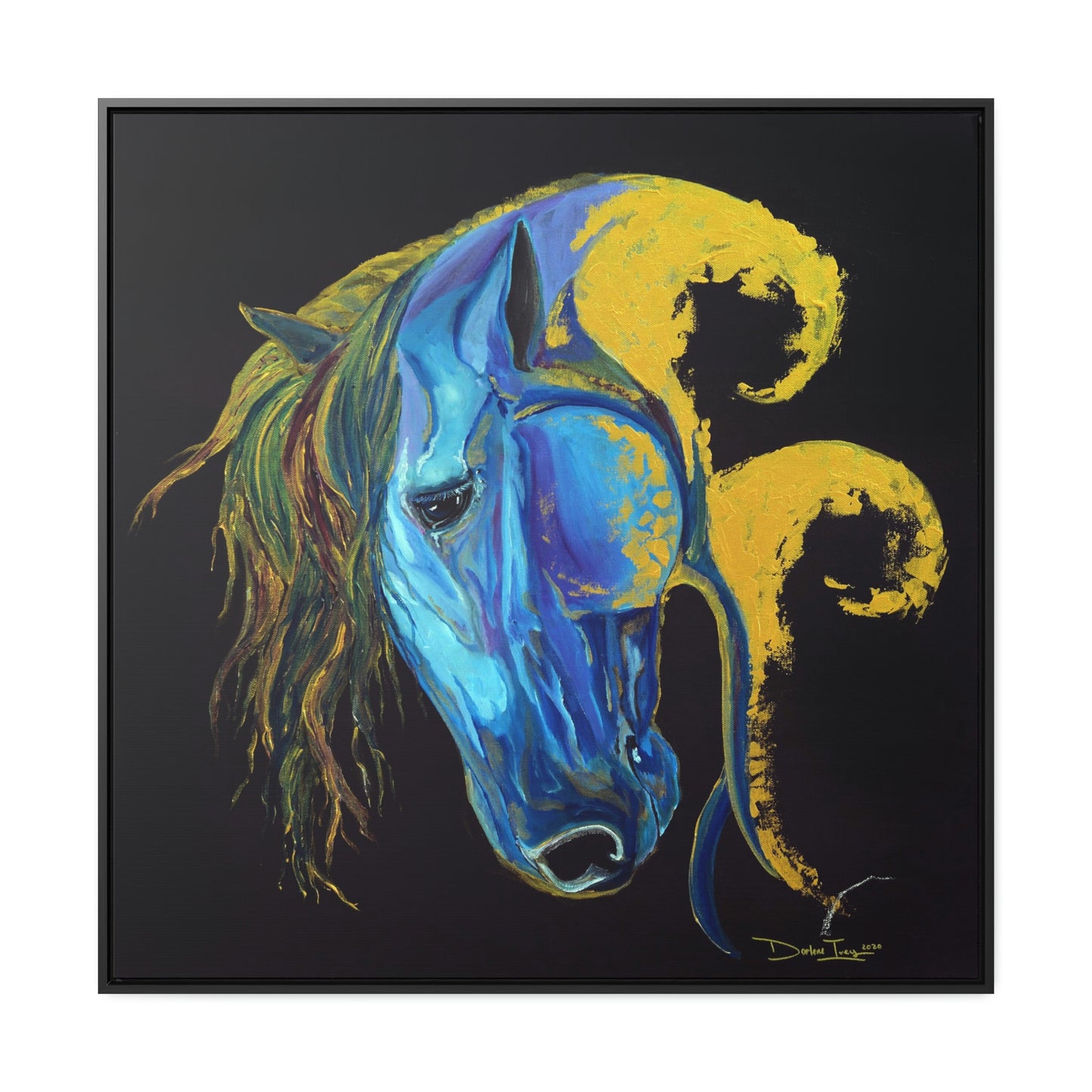 Sea Horse Crest- Original Print -Gallery Canvas Wraps, Square Frame