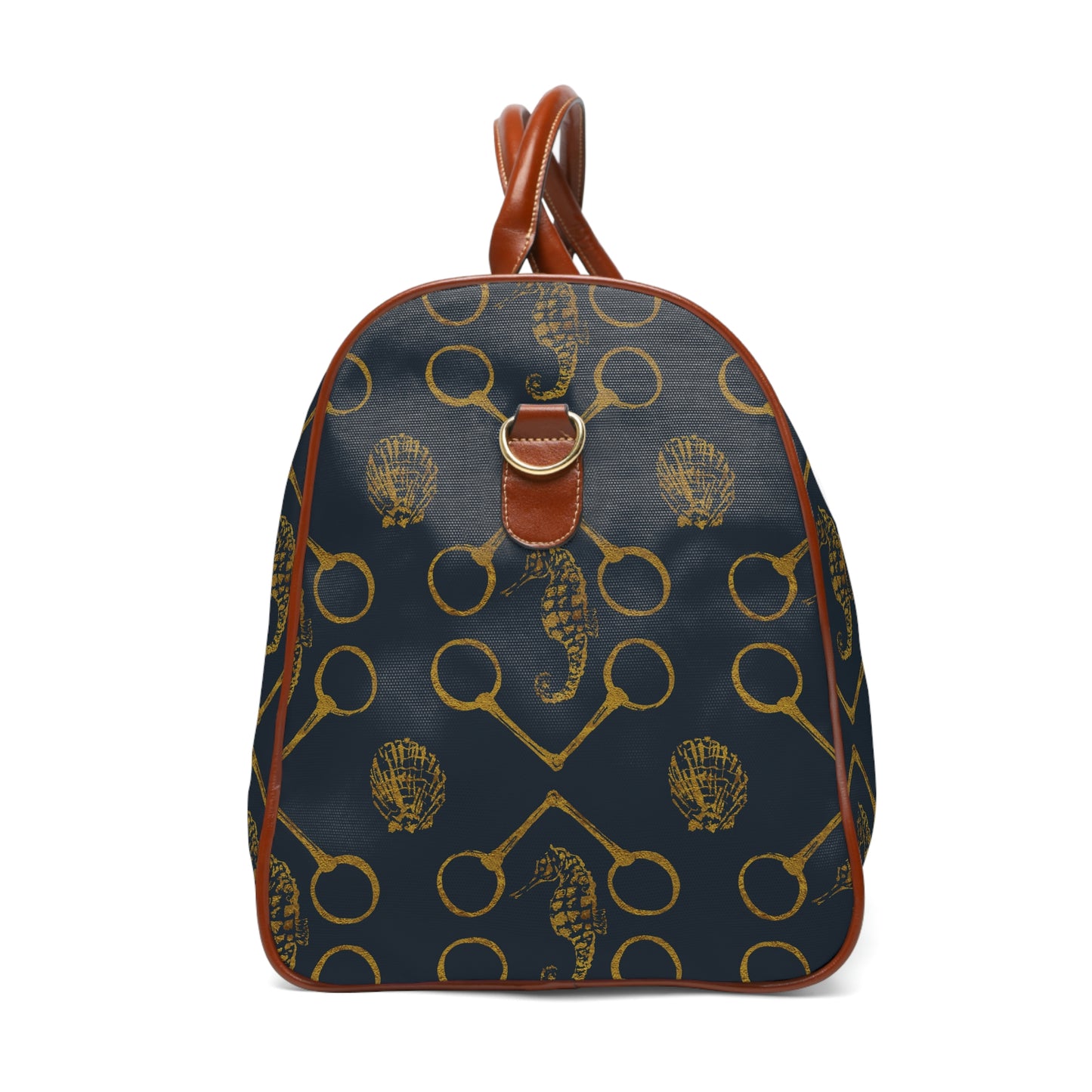 Sea horse and bit - Navy Gold Waterproof Travel Bag - SonaEquestrian