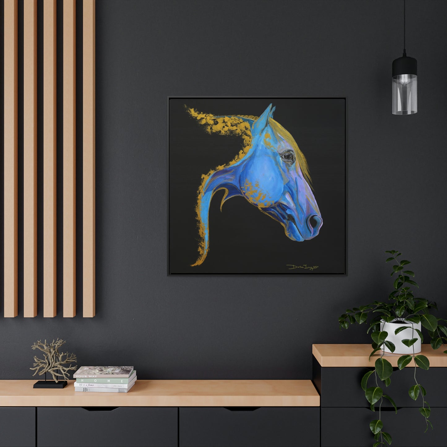 Sea Horse Tide- Original Print Gallery Canvas Wraps, Square Frame - SonaEquestrian
