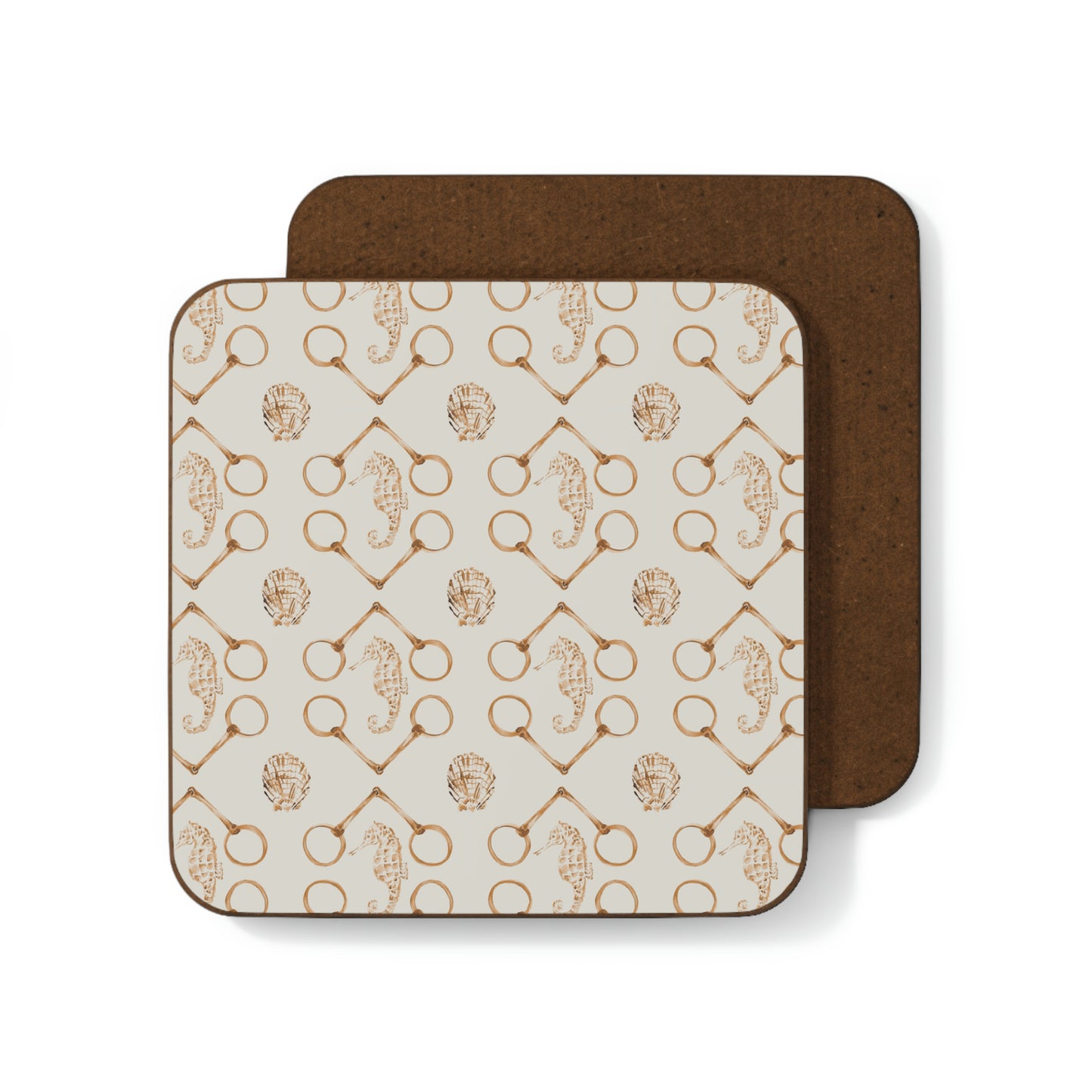 Sea horse and bit Hardboard Back Coaster- Spice