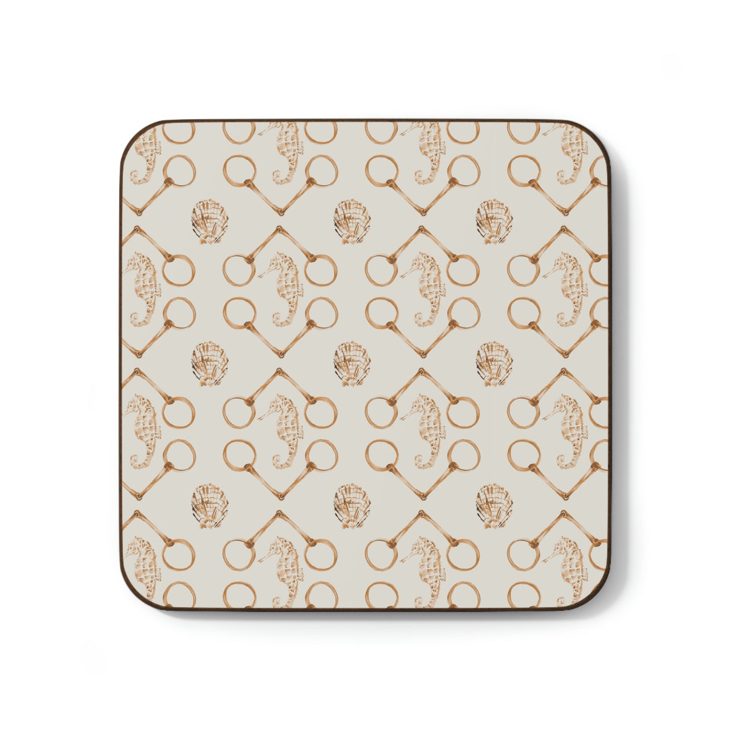 Sea horse and bit Hardboard Back Coaster- Spice