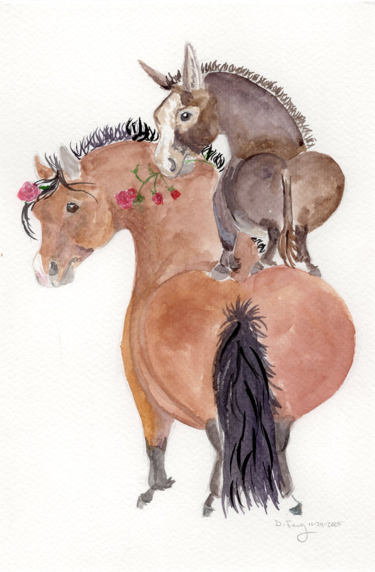 Adorable little Rose and Donkey Friends