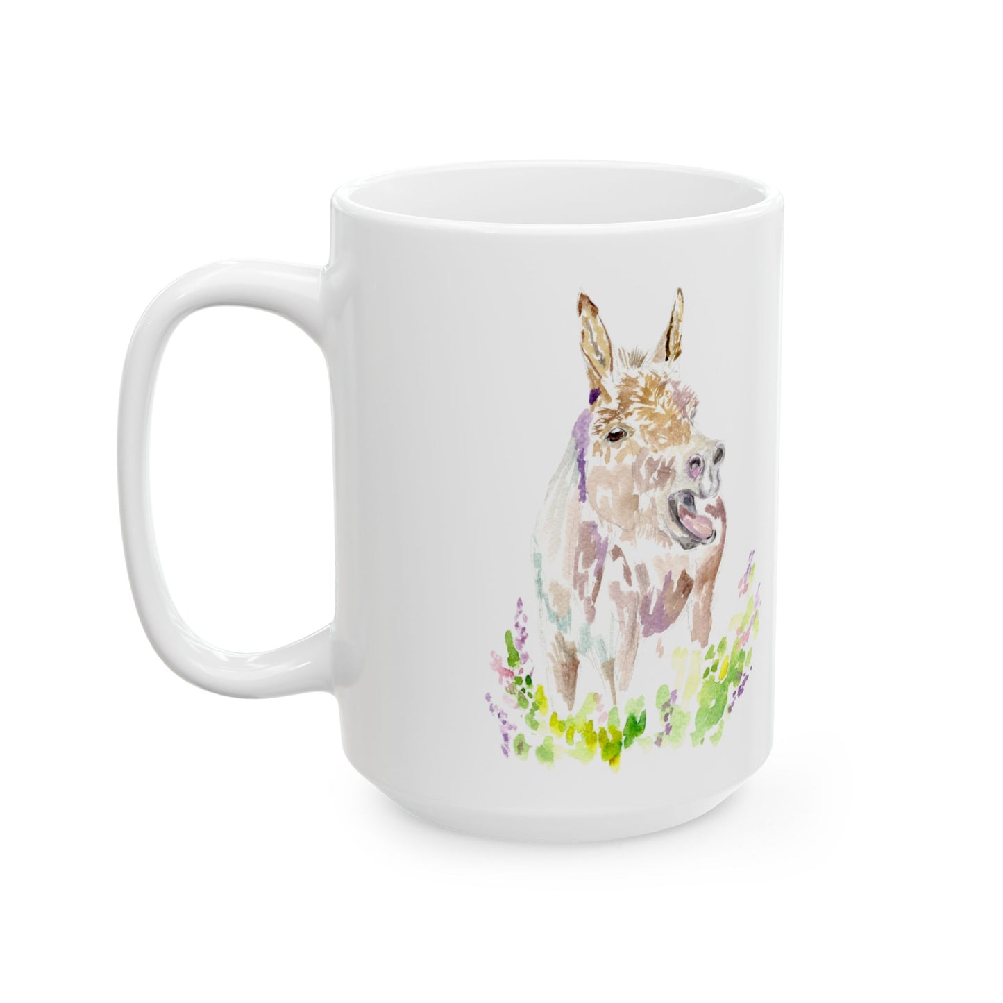 Hay Spring- watercolor Donkey-  Mug