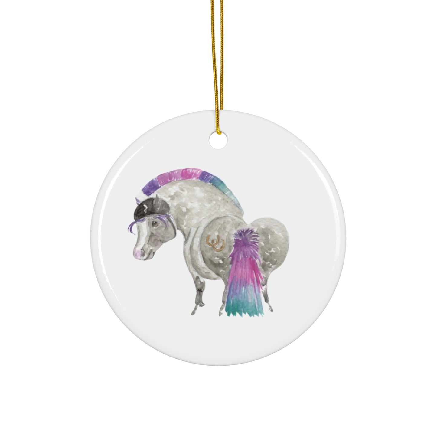 Adorable Chubby Ponies Holiday Ornament