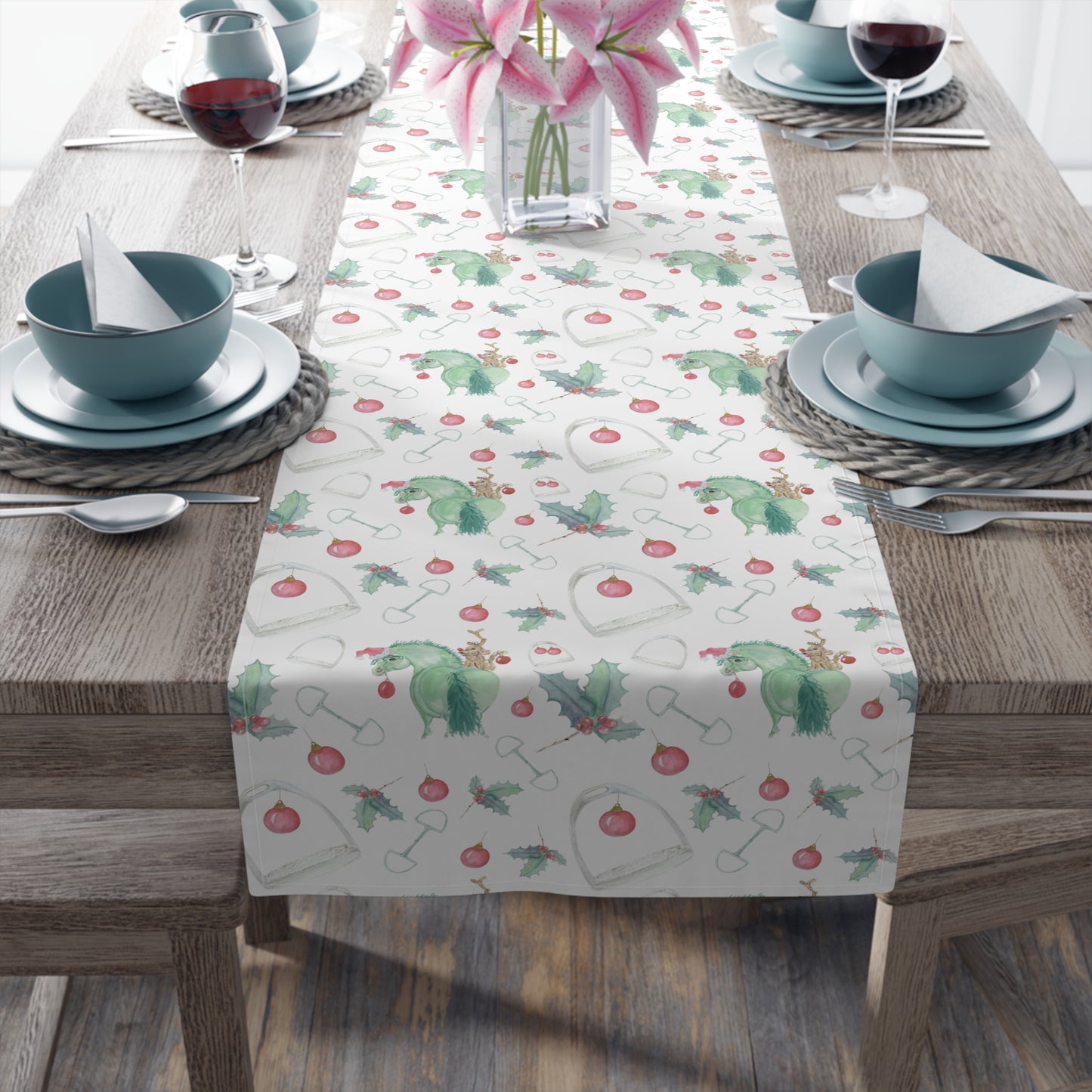 Adorable little Grinchy pony  Table Runner (Cotton)