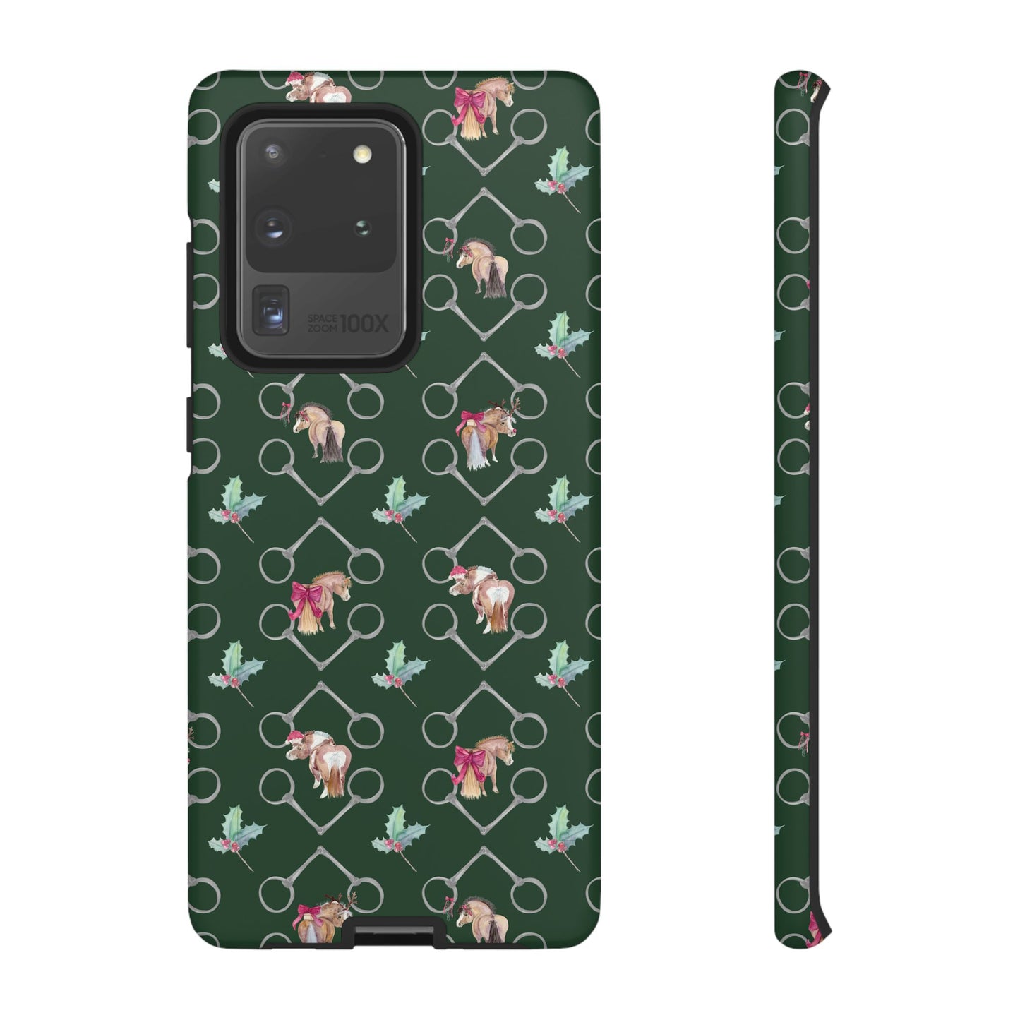 Adorable Little Ponies and Holly in Hunter Green Tough Phone Case