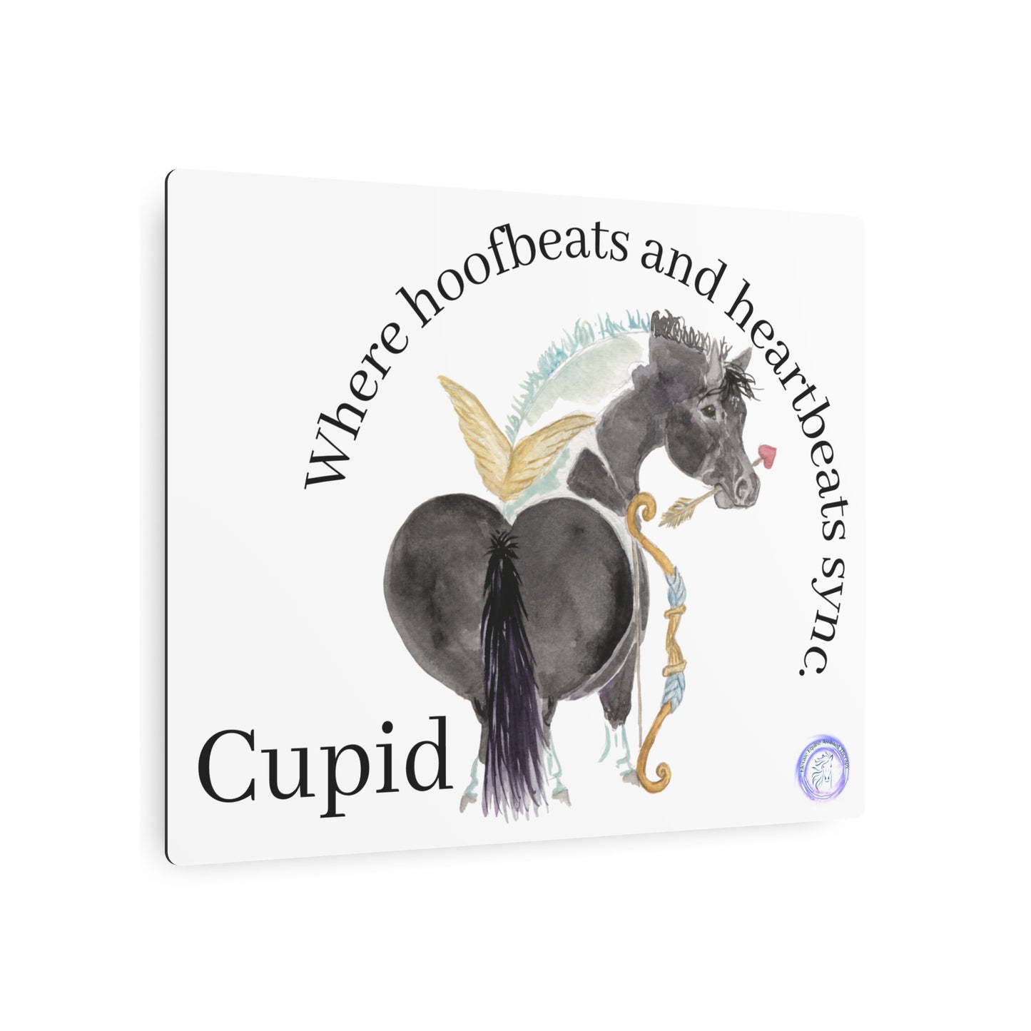 Adorable Cupid Horse Metal Art Sign –