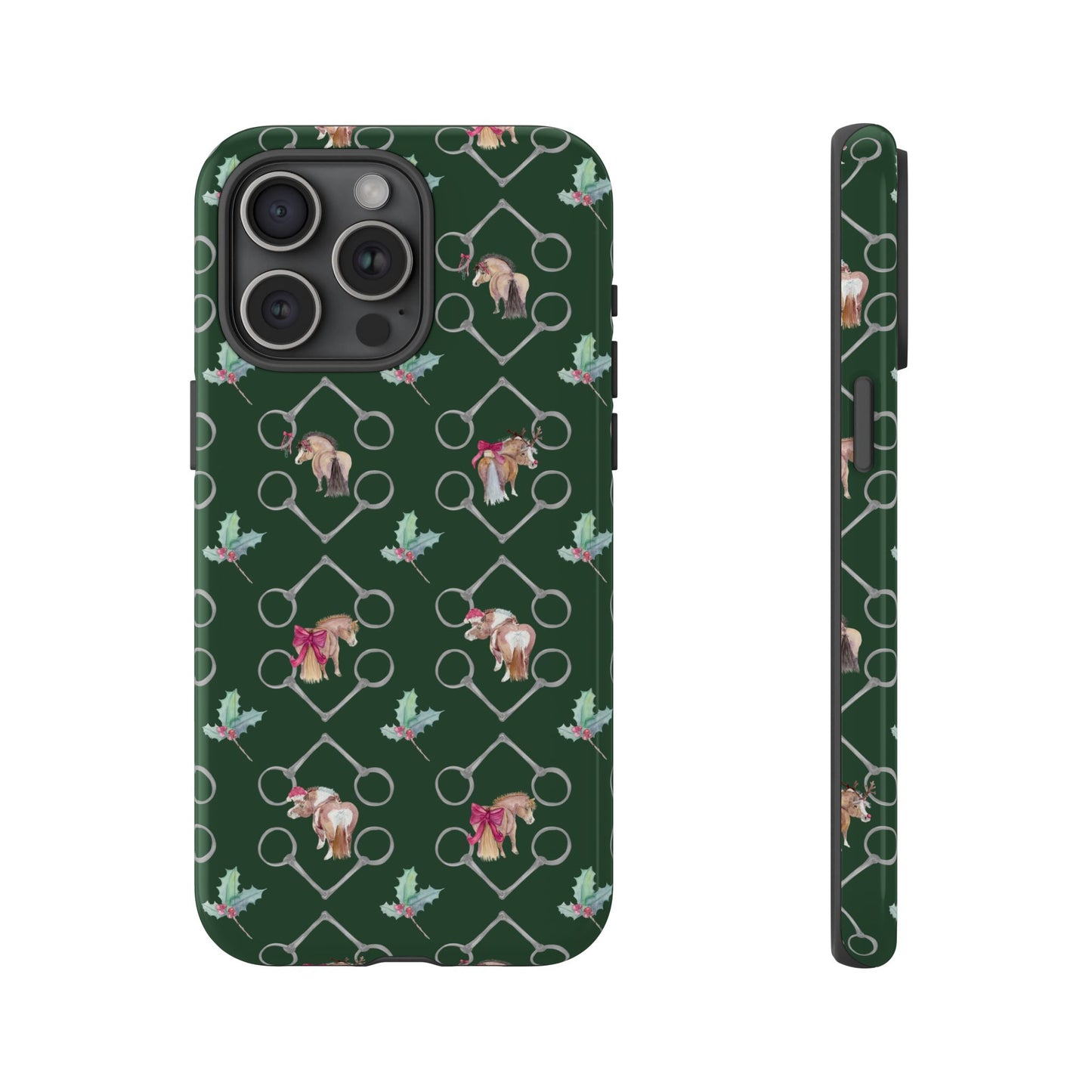 Adorable Little Ponies and Holly in Hunter Green Tough Phone Case