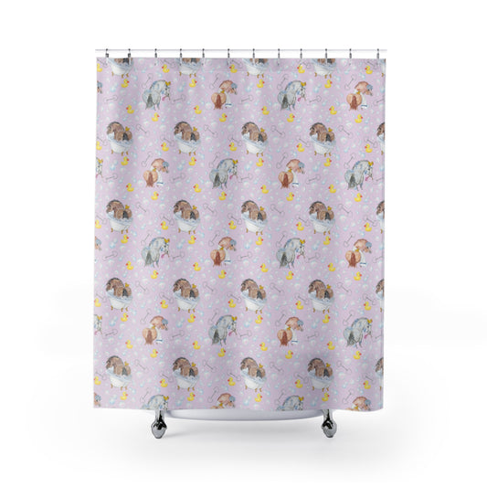 Adorable Ponies Double Bubbles Show Curtain - Lavender