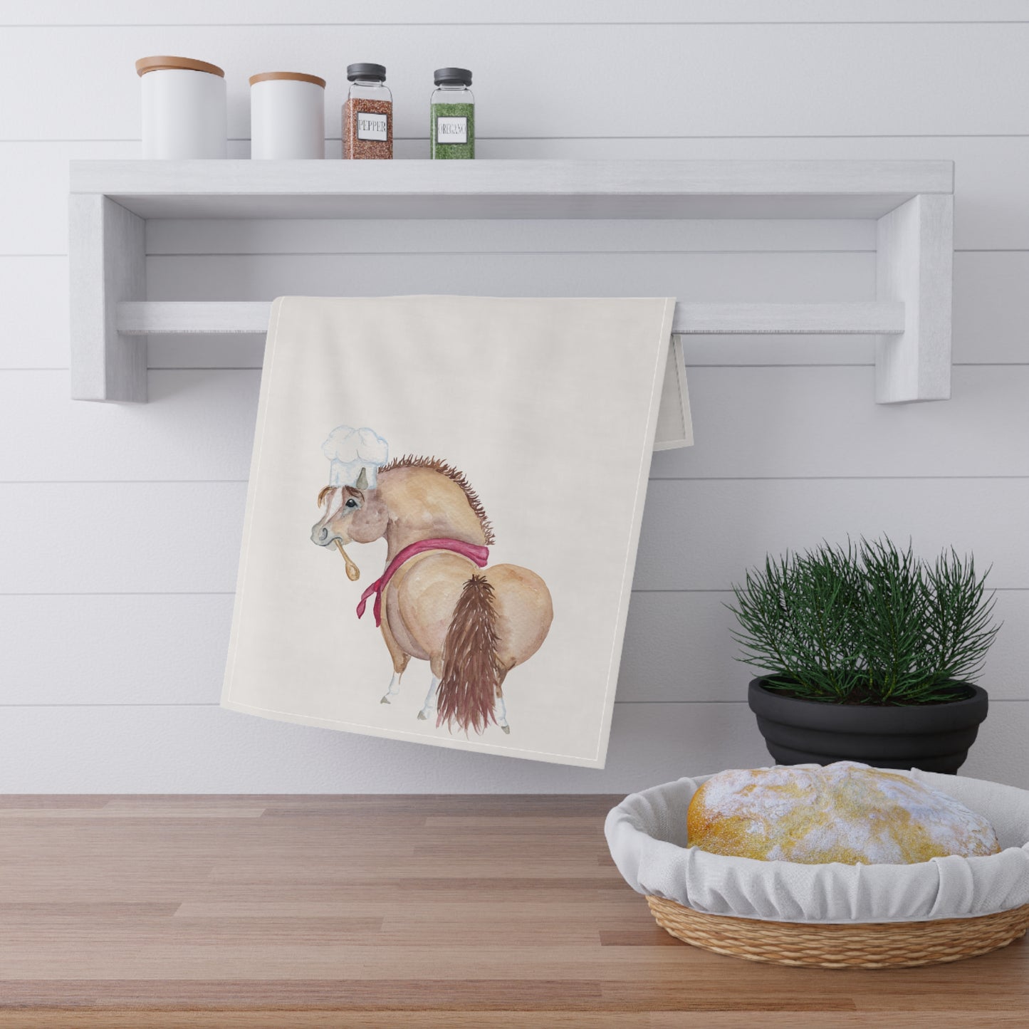 Adorable Little Chef Pony Print Cotton Tea Towel