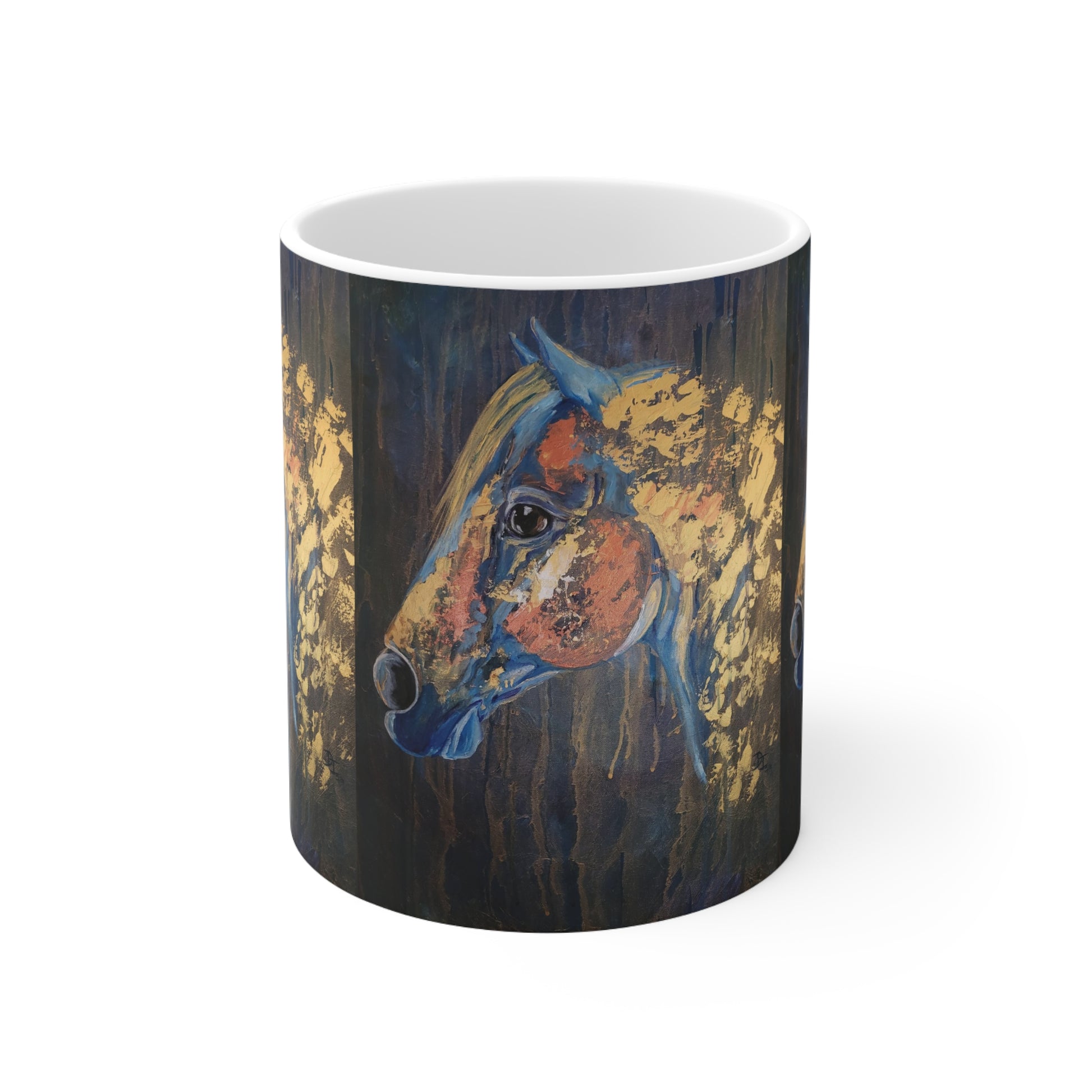 Love Blue and Gold Ceramic Mug 11oz - SonaEquestrian