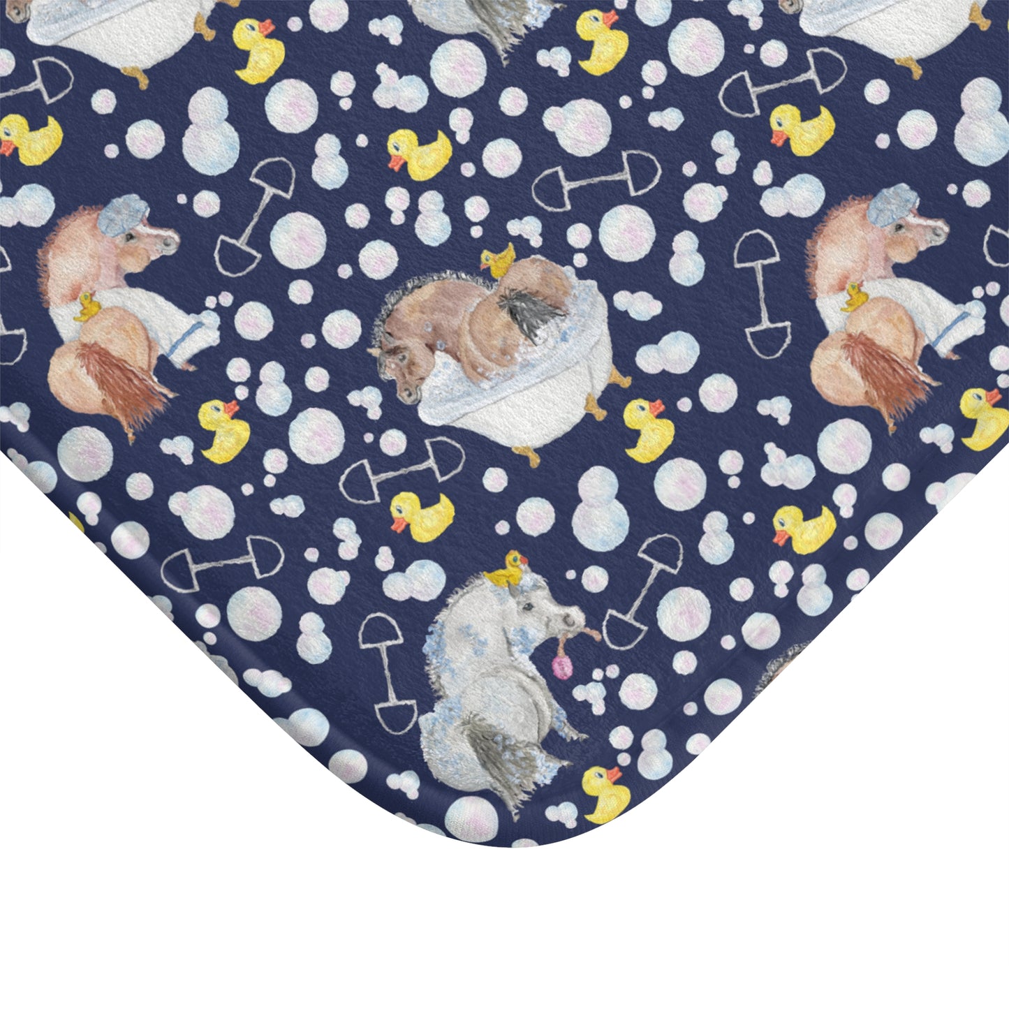 Adorable Ponies Double Bubble- Navy  Bath Mat