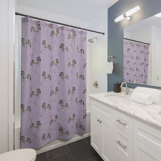 Lucky Mustang Shower Curtains - Lavender